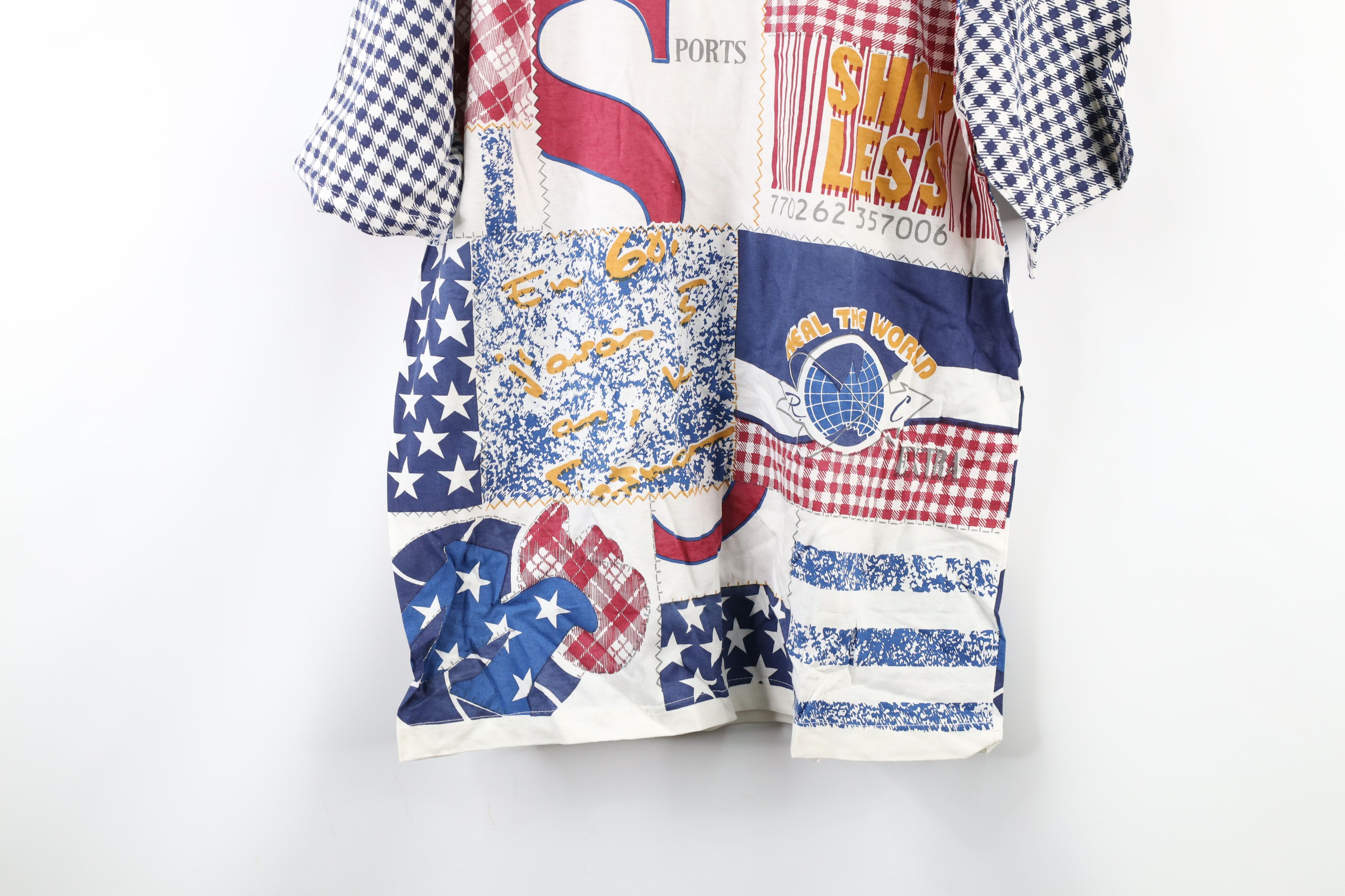 Vintage NOS Vintage 90s Streetwear Print Sports Patchwork T-Shirt Size US XL / EU 56 / 4 - 3 Thumbnail