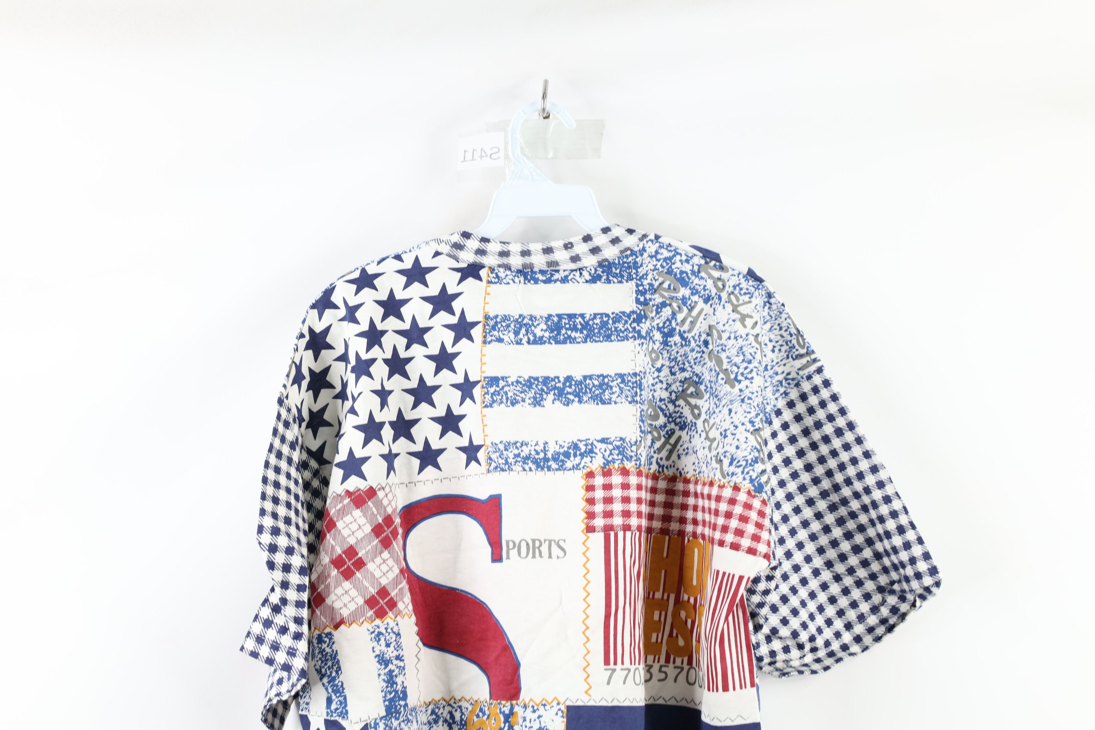 Vintage NOS Vintage 90s Streetwear Print Sports Patchwork T-Shirt Size US XL / EU 56 / 4 - 9 Thumbnail