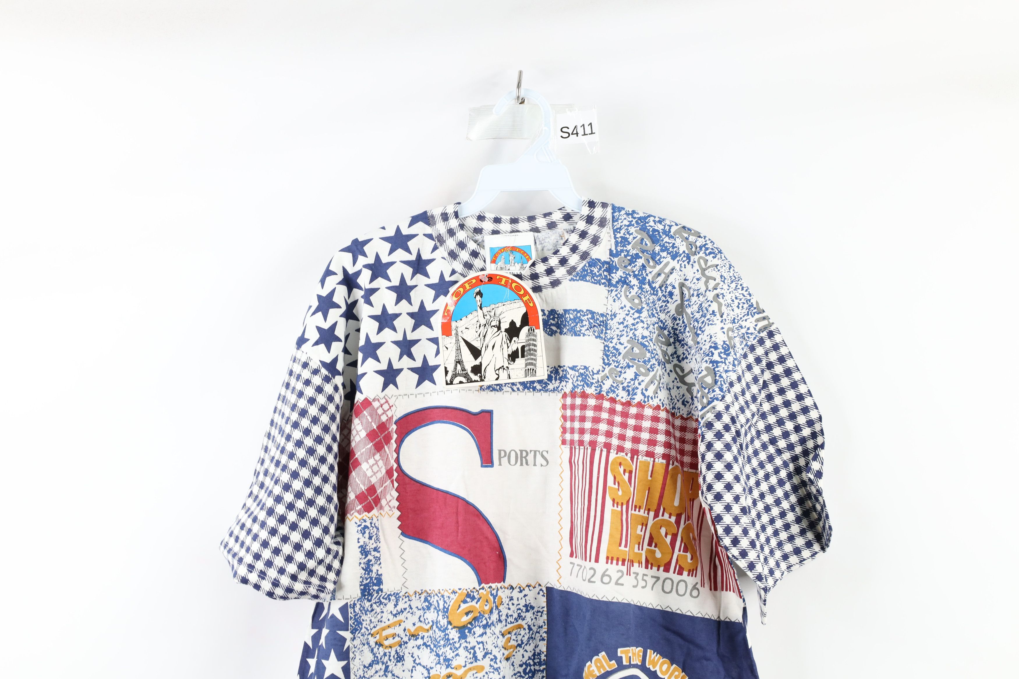 Vintage NOS Vintage 90s Streetwear Print Sports Patchwork T-Shirt Size US XL / EU 56 / 4 - 2 Thumbnail