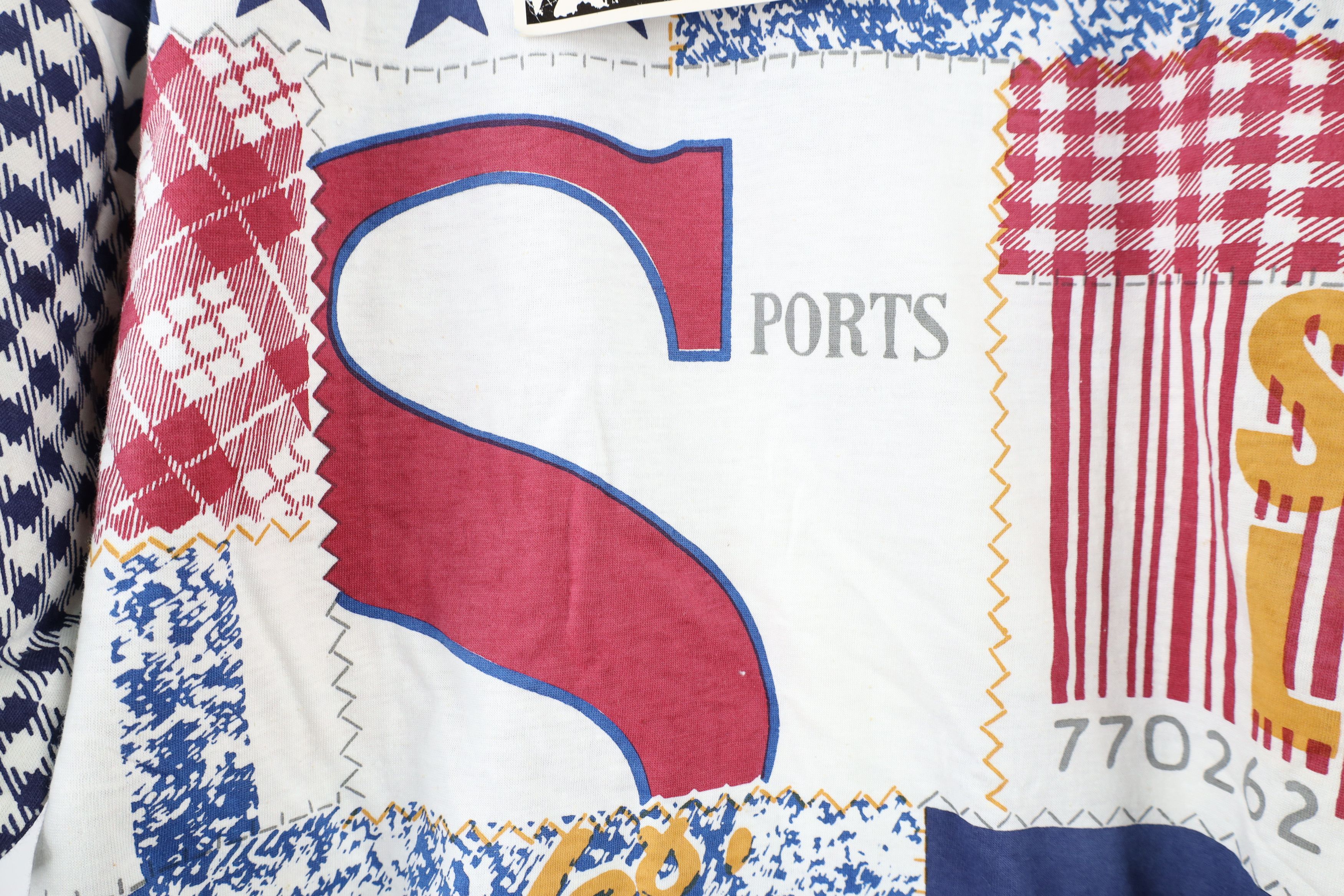 Vintage NOS Vintage 90s Streetwear Print Sports Patchwork T-Shirt Size US XL / EU 56 / 4 - 4 Thumbnail