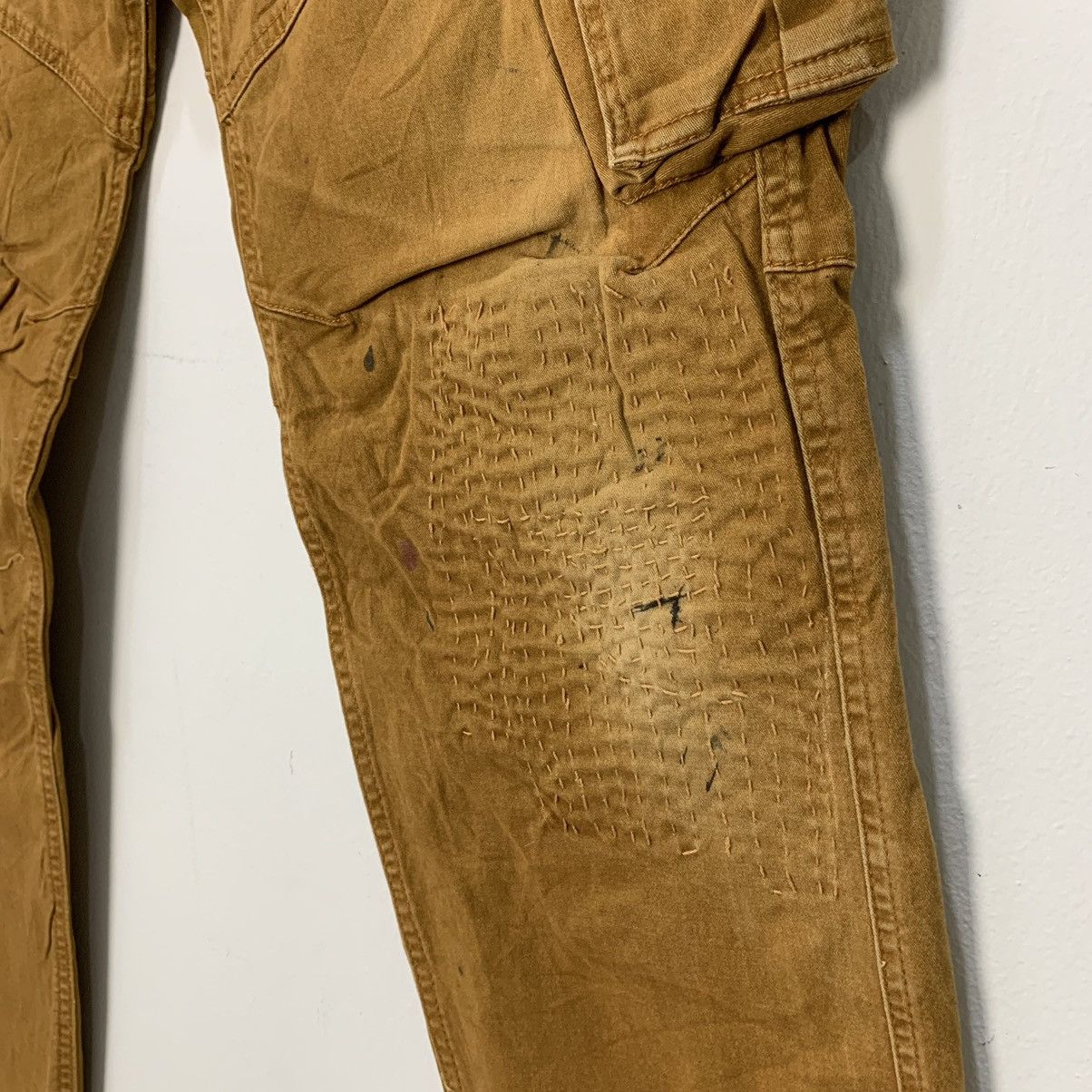 Japanese Brand × Seditionaries GERIDE RECONSTRUCTED SASHIKO BORO PATCHWORK KHAKI CARGOPANT Size US 35 - 13 Thumbnail