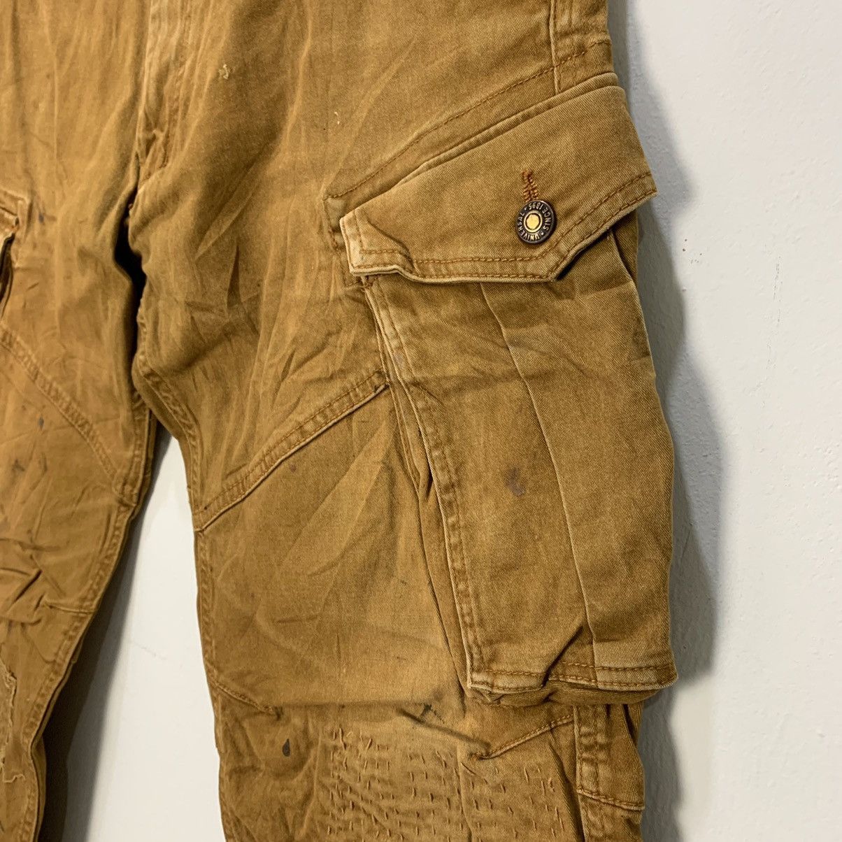 Japanese Brand × Seditionaries GERIDE RECONSTRUCTED SASHIKO BORO PATCHWORK KHAKI CARGOPANT Size US 35 - 12 Thumbnail