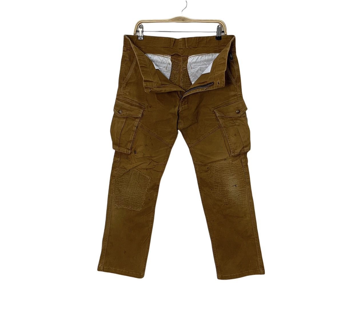 Japanese Brand × Seditionaries GERIDE RECONSTRUCTED SASHIKO BORO PATCHWORK KHAKI CARGOPANT Size US 35 - 3 Thumbnail