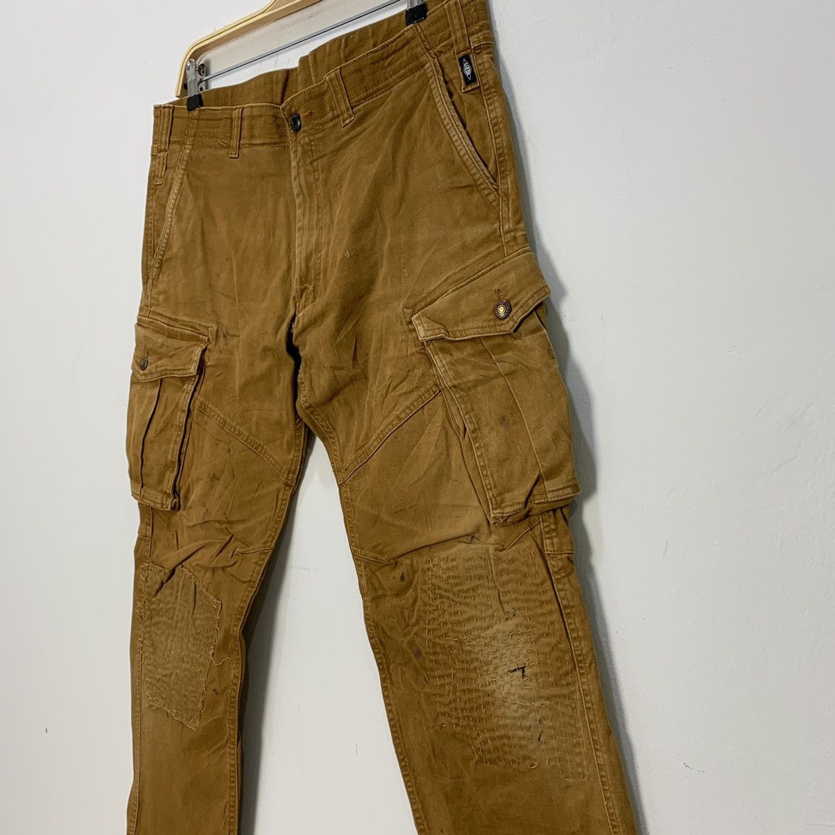 Japanese Brand × Seditionaries GERIDE RECONSTRUCTED SASHIKO BORO PATCHWORK KHAKI CARGOPANT Size US 35 - 7 Thumbnail