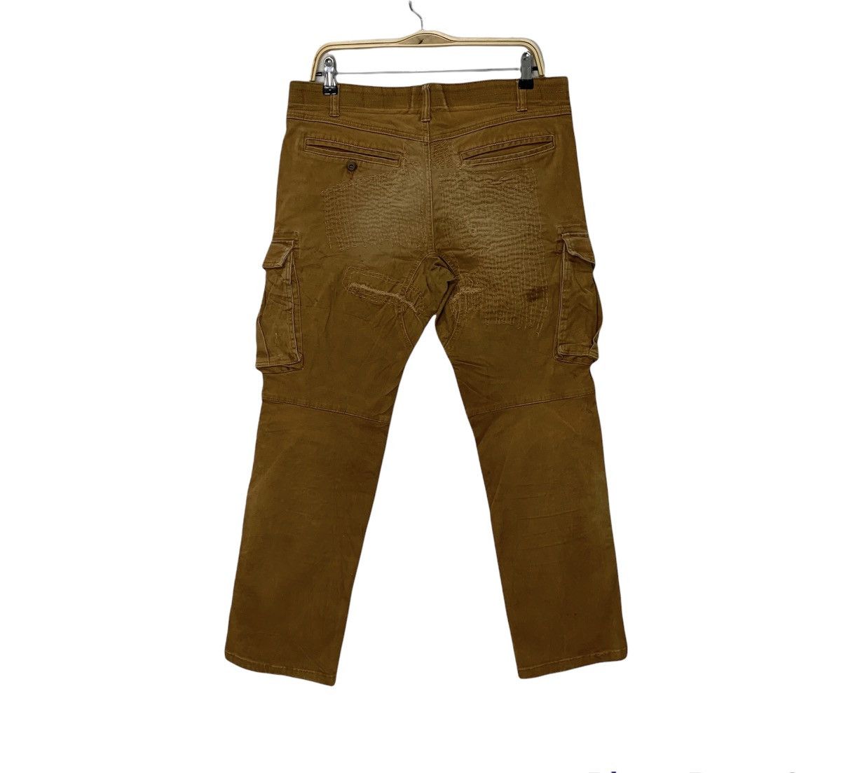 Japanese Brand × Seditionaries GERIDE RECONSTRUCTED SASHIKO BORO PATCHWORK KHAKI CARGOPANT Size US 35 - 2 Thumbnail