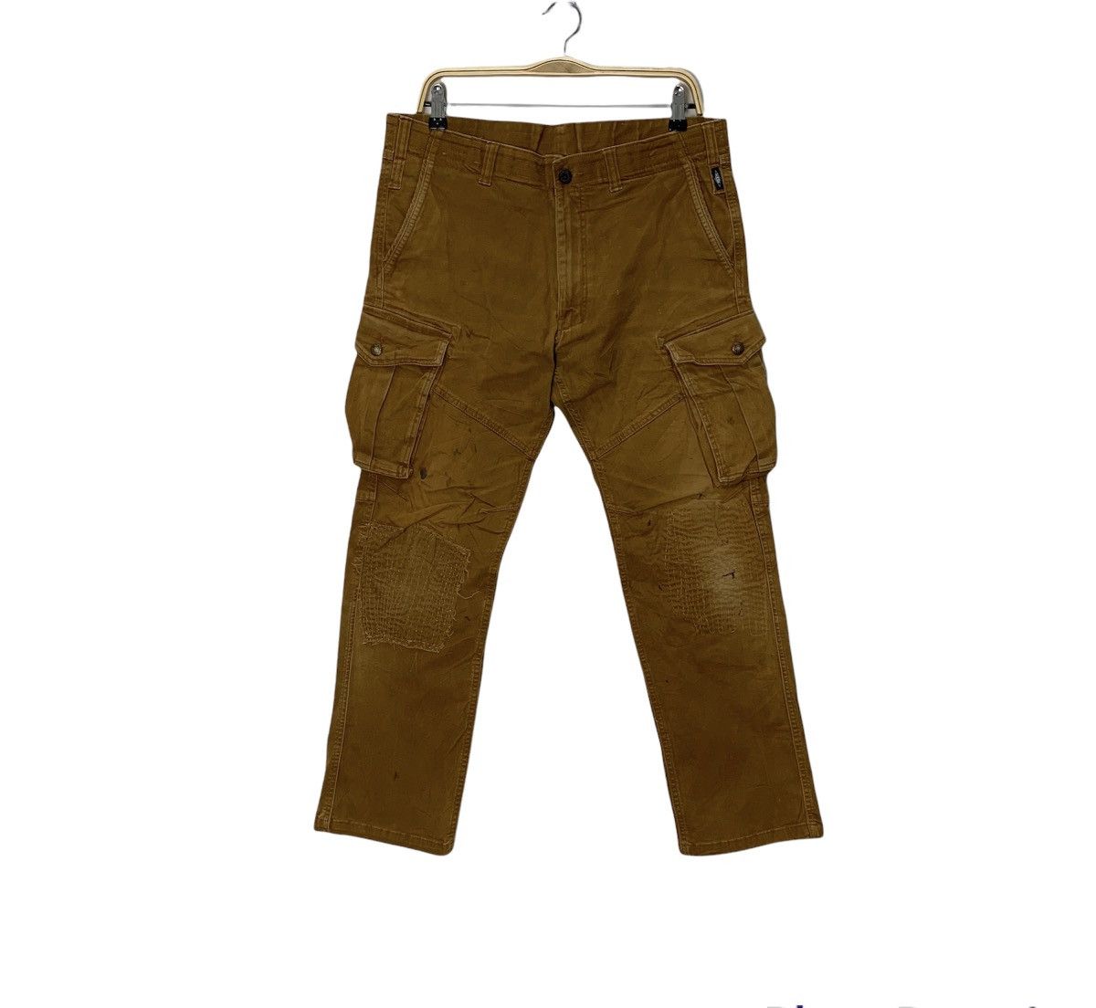 Japanese Brand × Seditionaries GERIDE RECONSTRUCTED SASHIKO BORO PATCHWORK KHAKI CARGOPANT Size US 35 - 1 Thumbnail