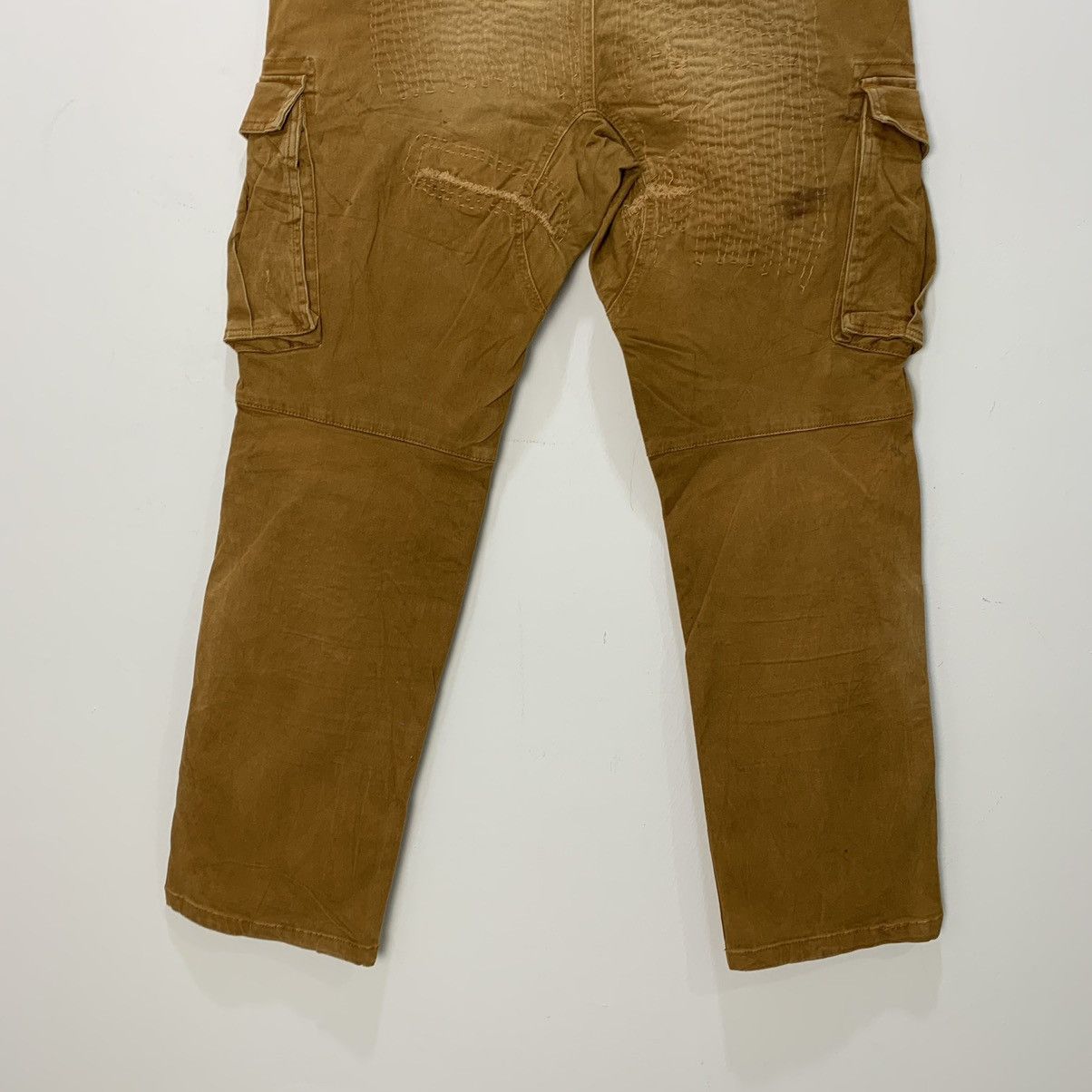 Japanese Brand × Seditionaries GERIDE RECONSTRUCTED SASHIKO BORO PATCHWORK KHAKI CARGOPANT Size US 35 - 15 Thumbnail