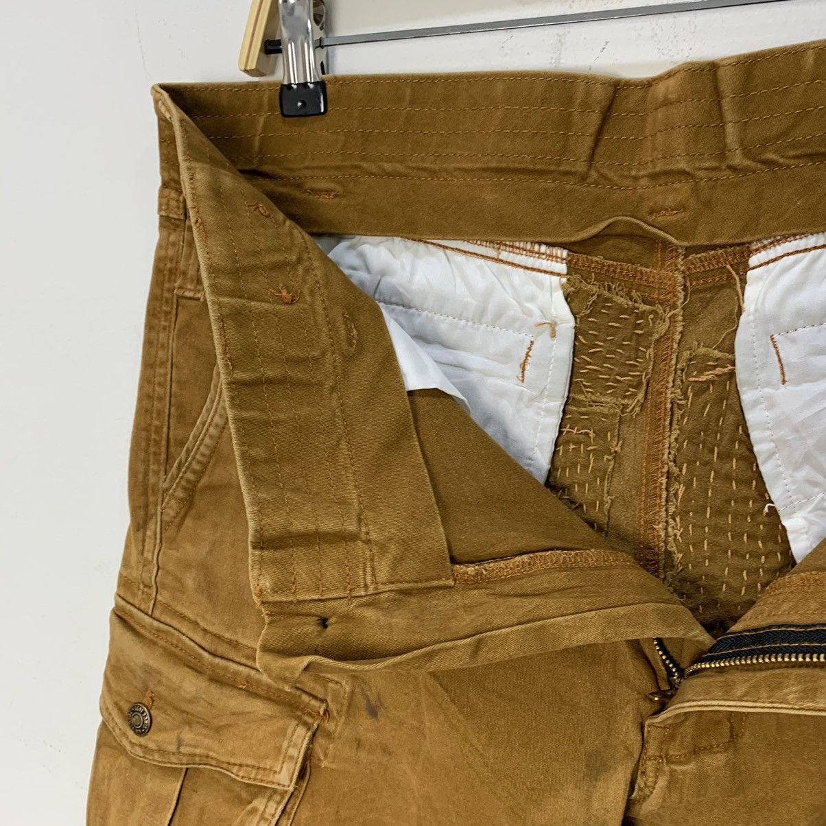 Japanese Brand × Seditionaries GERIDE RECONSTRUCTED SASHIKO BORO PATCHWORK KHAKI CARGOPANT Size US 35 - 21 Thumbnail