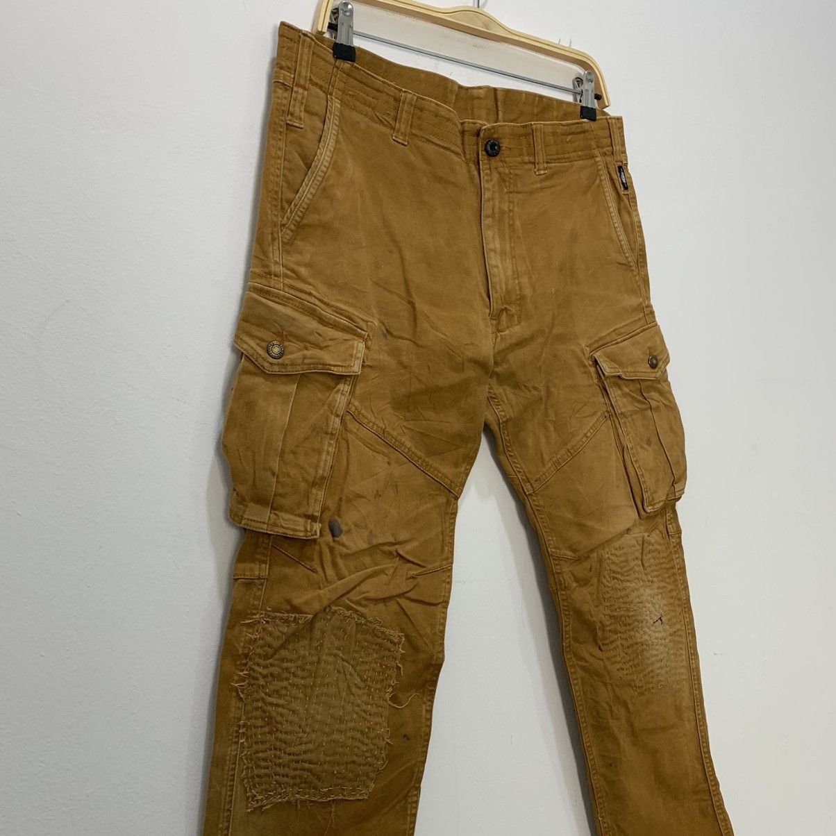 Japanese Brand × Seditionaries GERIDE RECONSTRUCTED SASHIKO BORO PATCHWORK KHAKI CARGOPANT Size US 35 - 6 Thumbnail