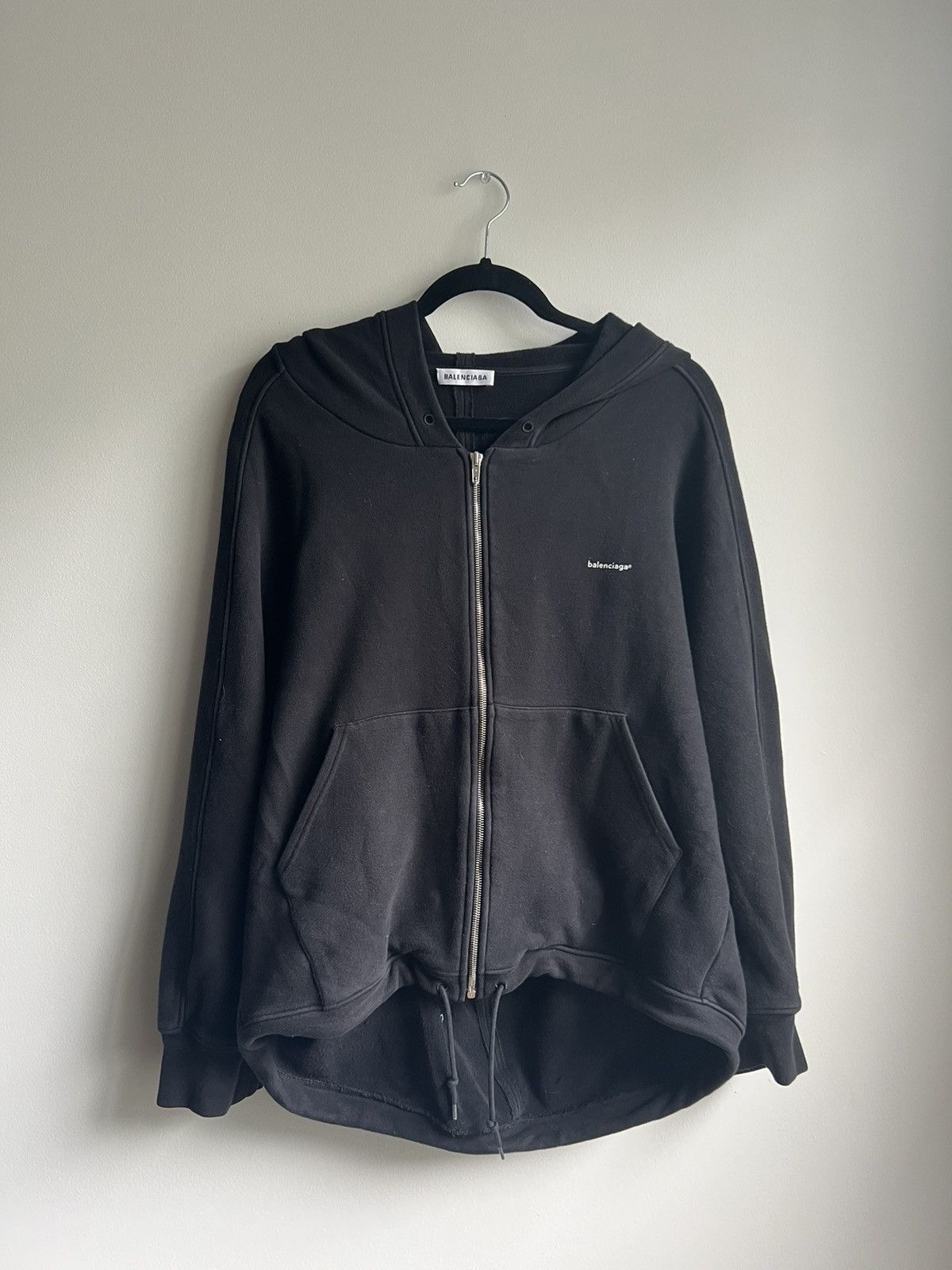 image of Balenciaga Black Zip-Up Hoddie, Men's (Size XL)