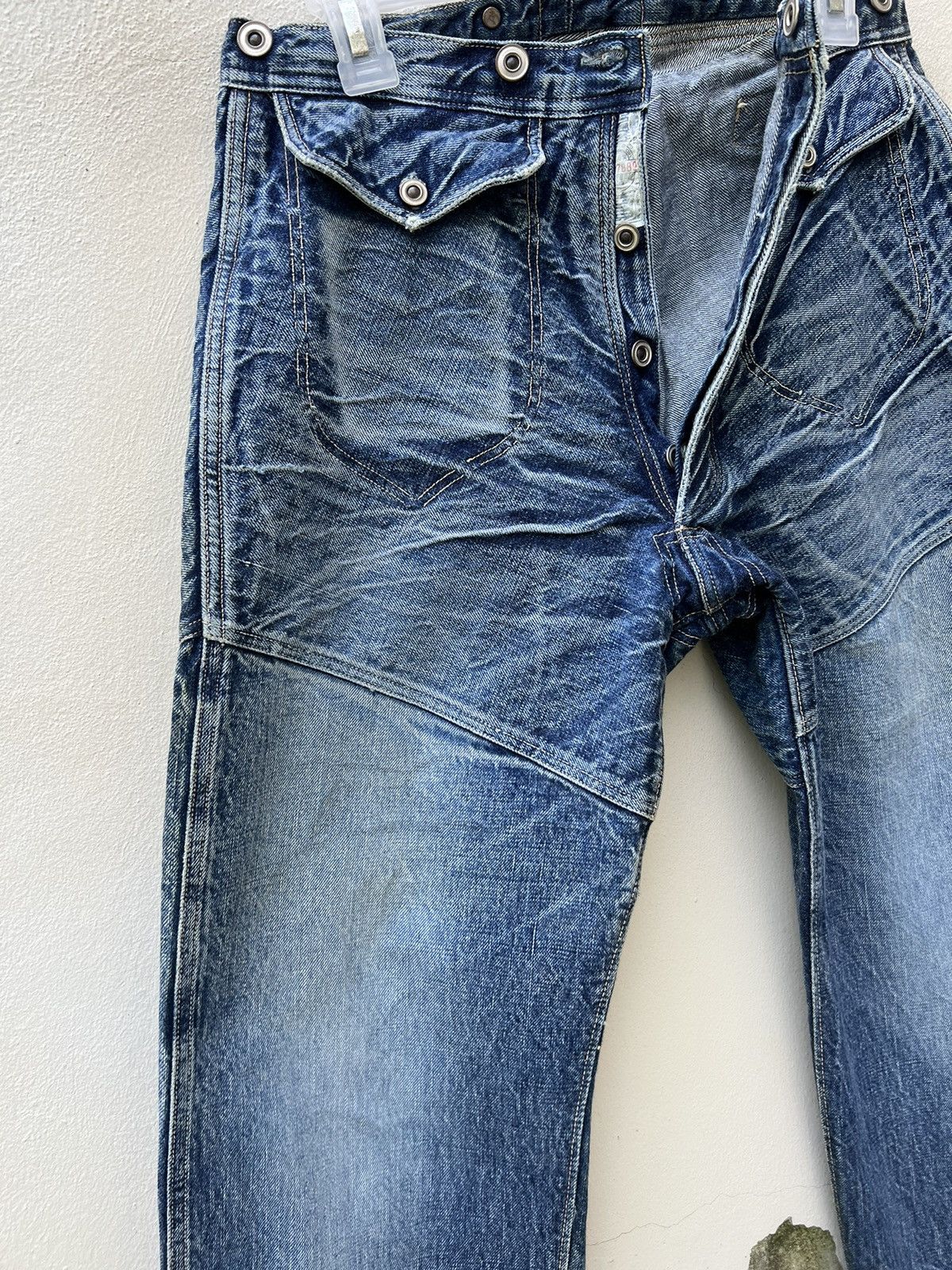 Heller's Cafe 1800s Inspire Warehouse Japan Fade Blue Denim Selvedge Jeans Size US 30 / EU 46 - 8 Thumbnail