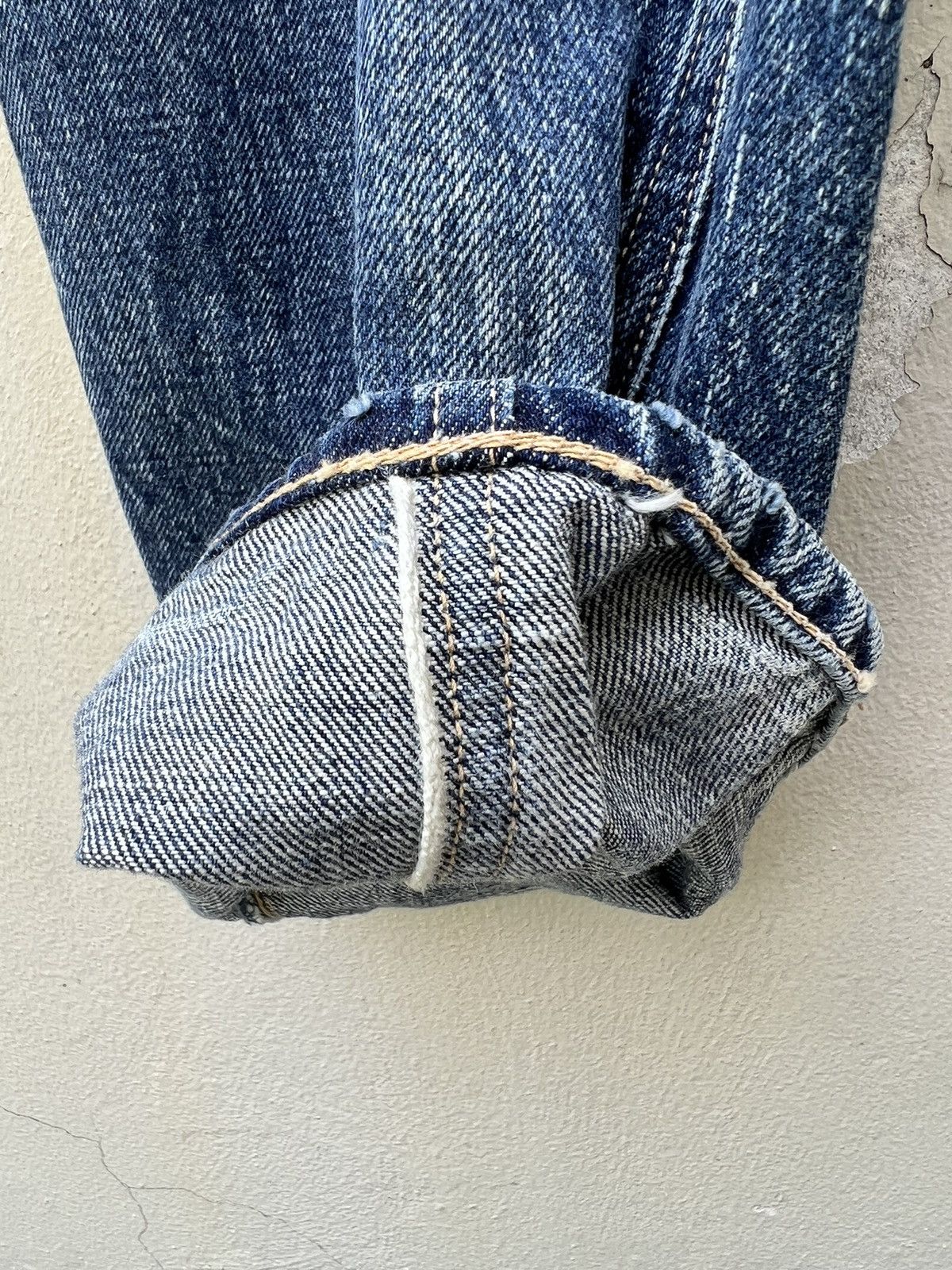 Heller's Cafe 1800s Inspire Warehouse Japan Fade Blue Denim Selvedge Jeans Size US 30 / EU 46 - 13 Thumbnail