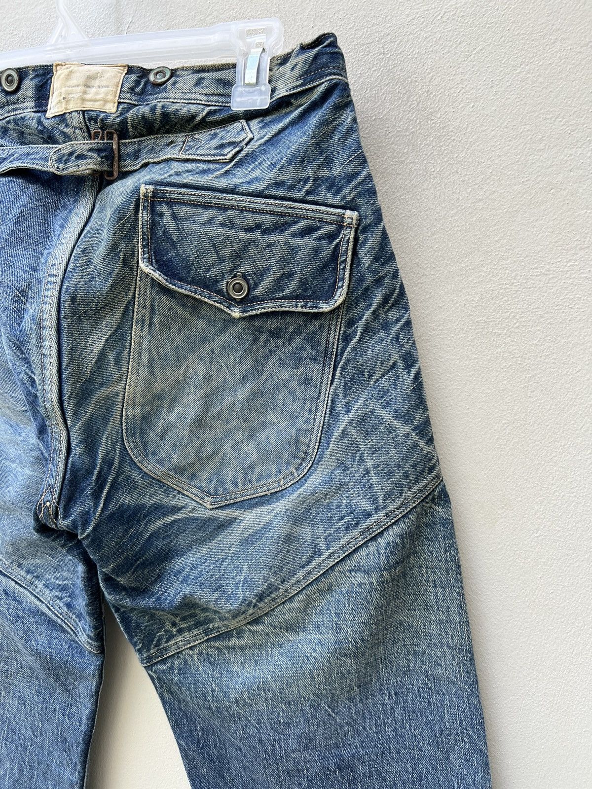 Heller's Cafe 1800s Inspire Warehouse Japan Fade Blue Denim Selvedge Jeans Size US 30 / EU 46 - 17 Thumbnail