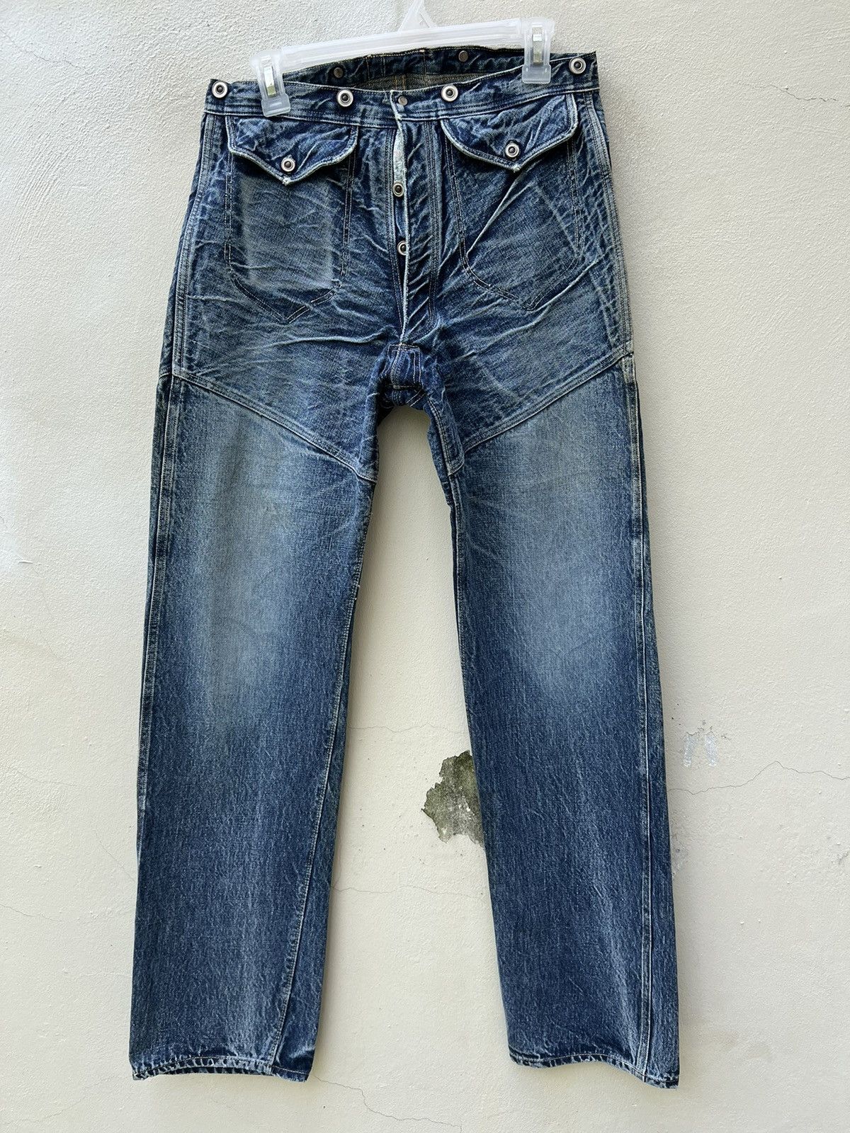 Heller's Cafe 1800s Inspire Warehouse Japan Fade Blue Denim Selvedge Jeans Size US 30 / EU 46 - 6 Thumbnail