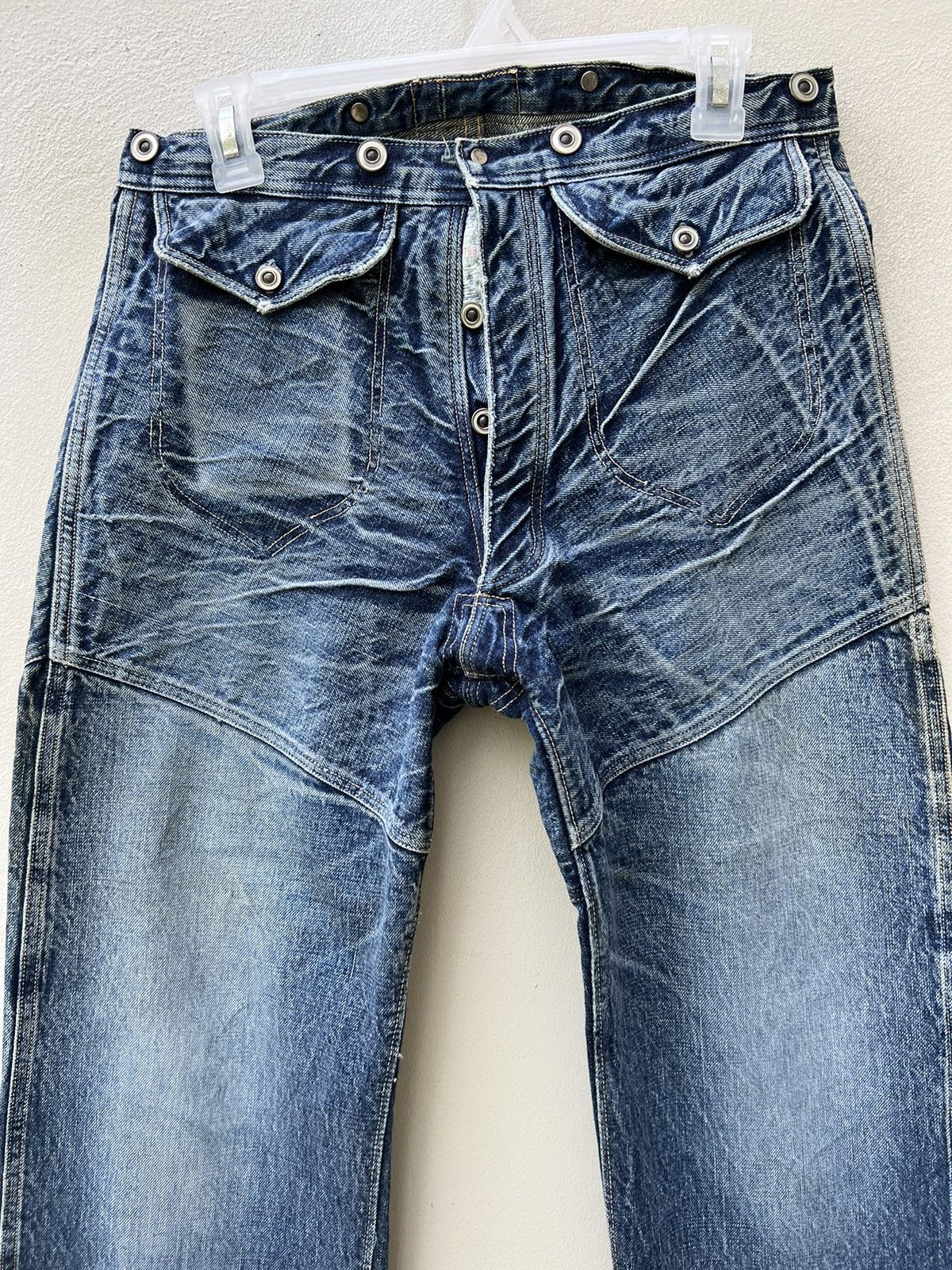 Heller's Cafe 1800s Inspire Warehouse Japan Fade Blue Denim Selvedge Jeans Size US 30 / EU 46 - 7 Thumbnail