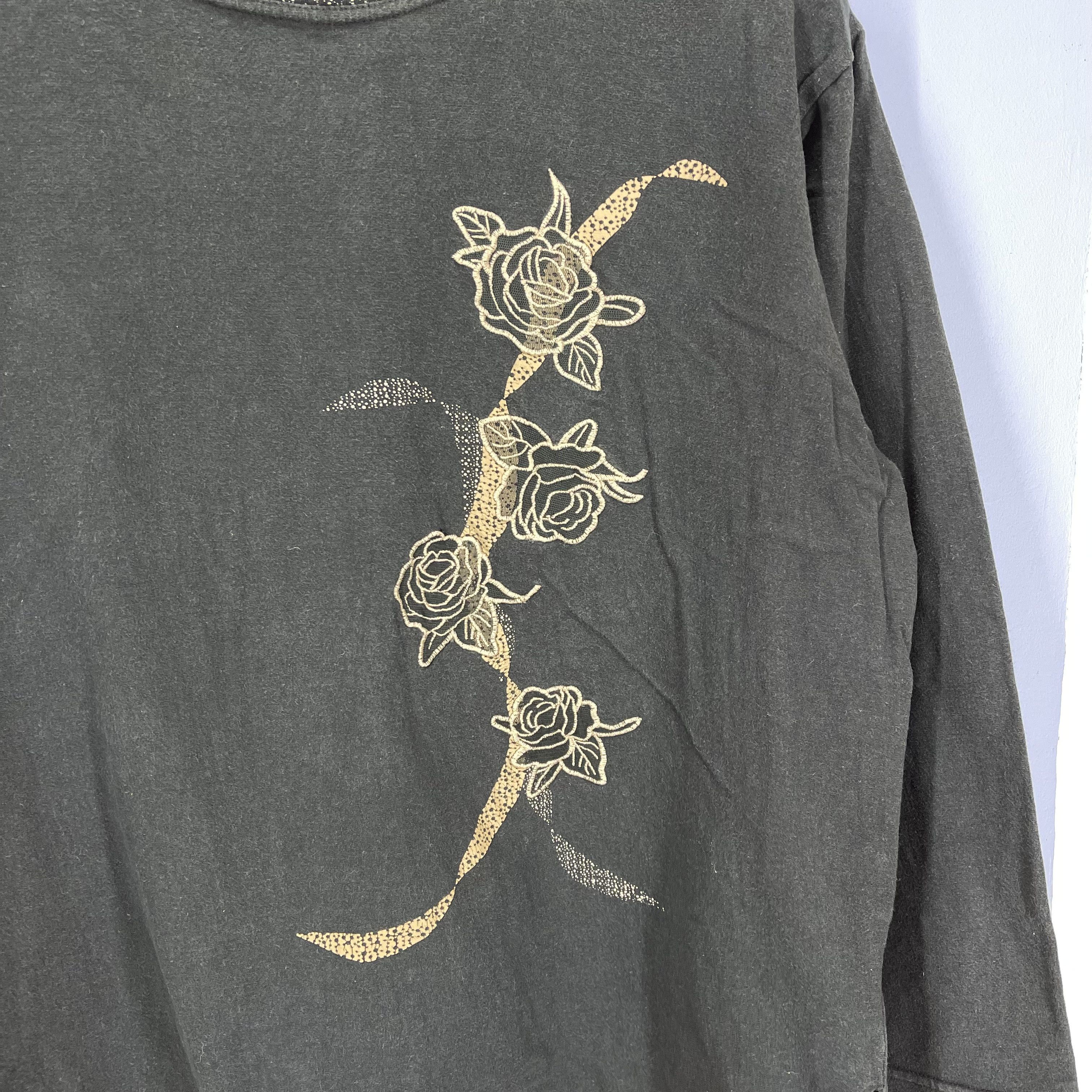 Japanese Brand ECRITURE Long Sleeve T Shirt Flower Design #1168/AO Size XL / US 12-14 / IT 48-50 - 3 Thumbnail