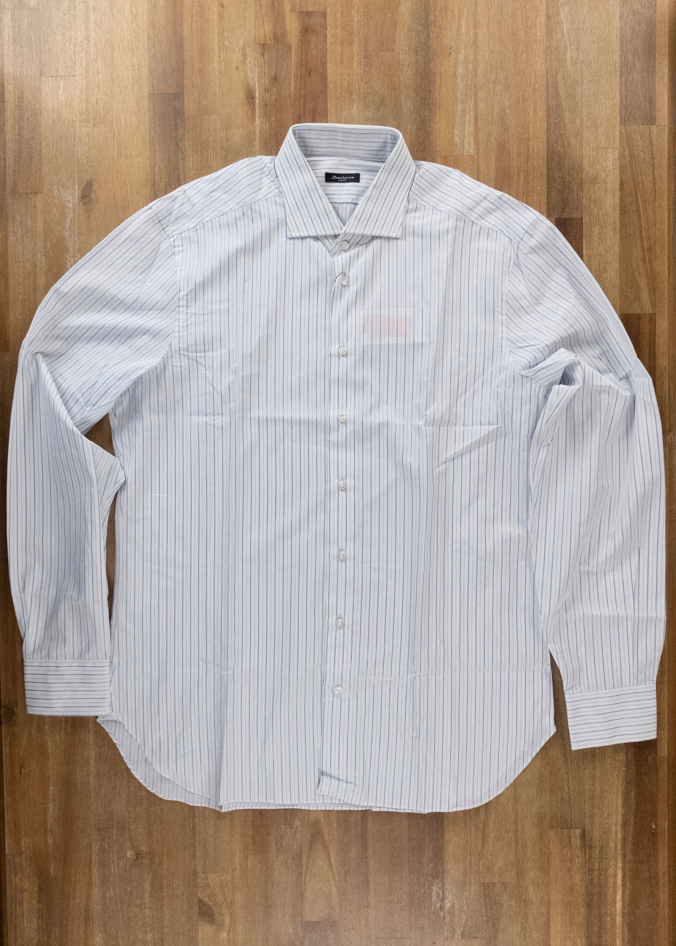 image of Sartorio Napoli By Kiton White Striped Dress Shirt 43 17, Men's (Size 2XL)