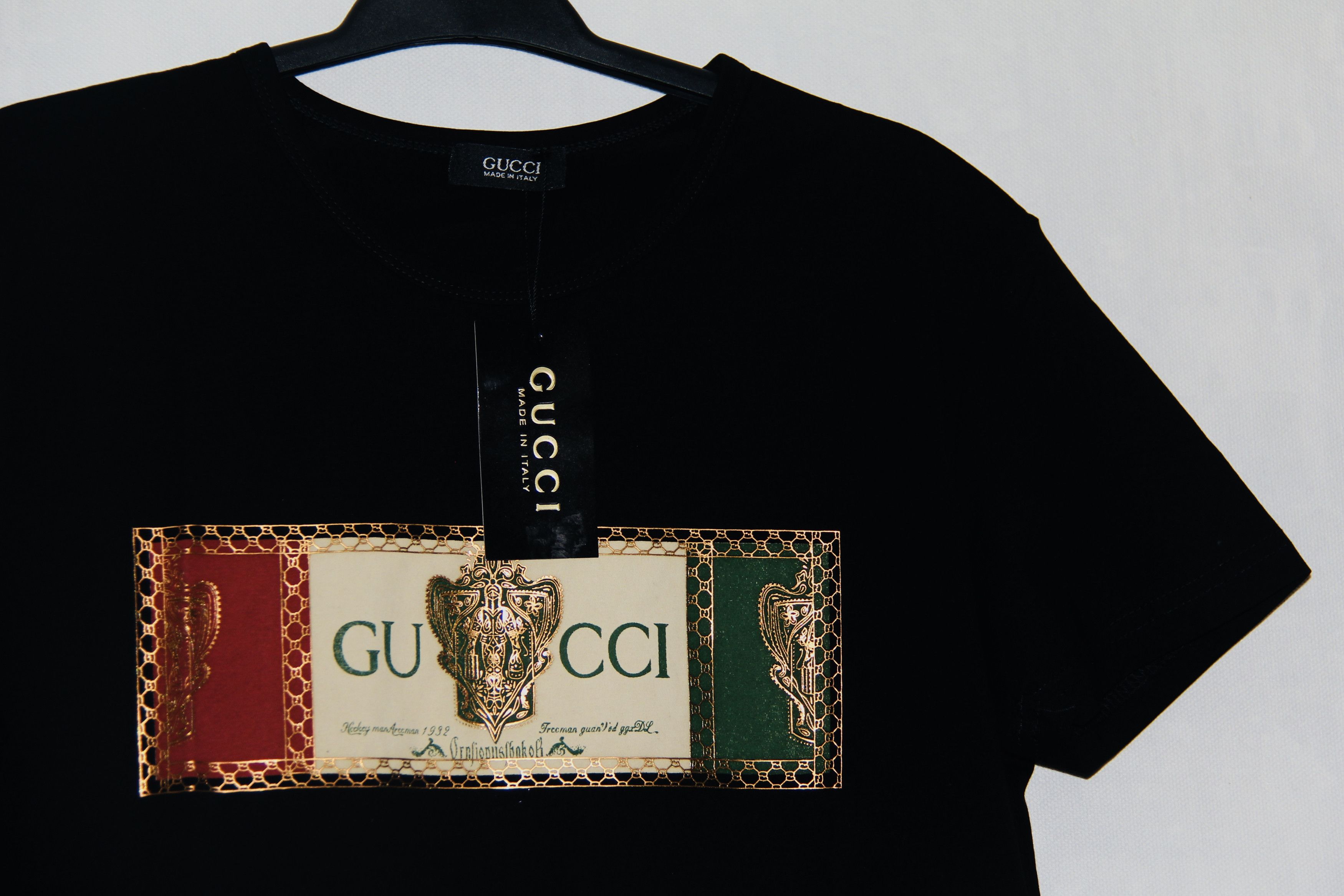 Gucci Gucci T Shirt Black with gold embossed Gucci logo Brand New with Tags Grailed