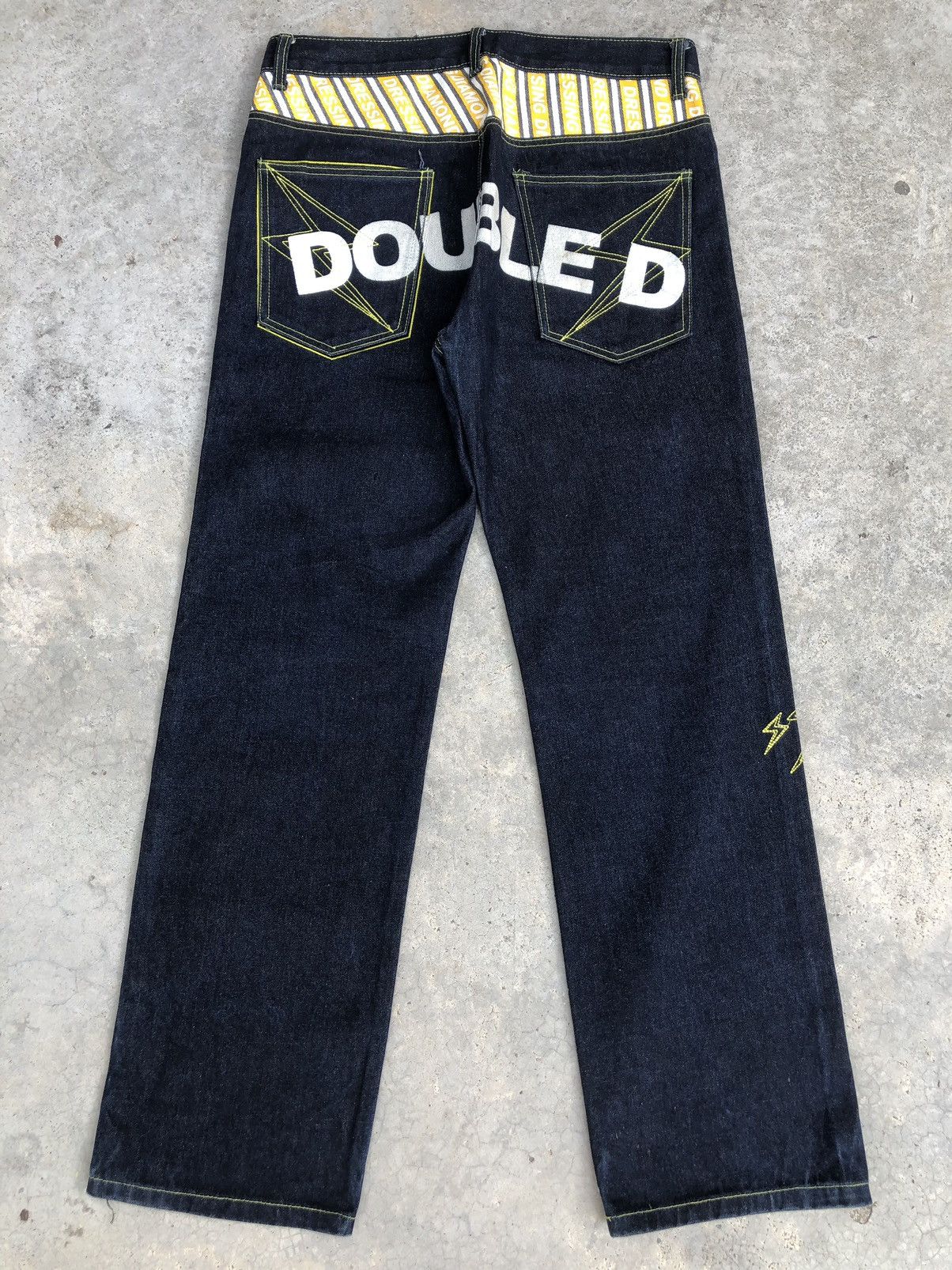 Japanese Brand Japanese Double D Spellout Embroidered Jeans Size US 35 - 1 Thumbnail