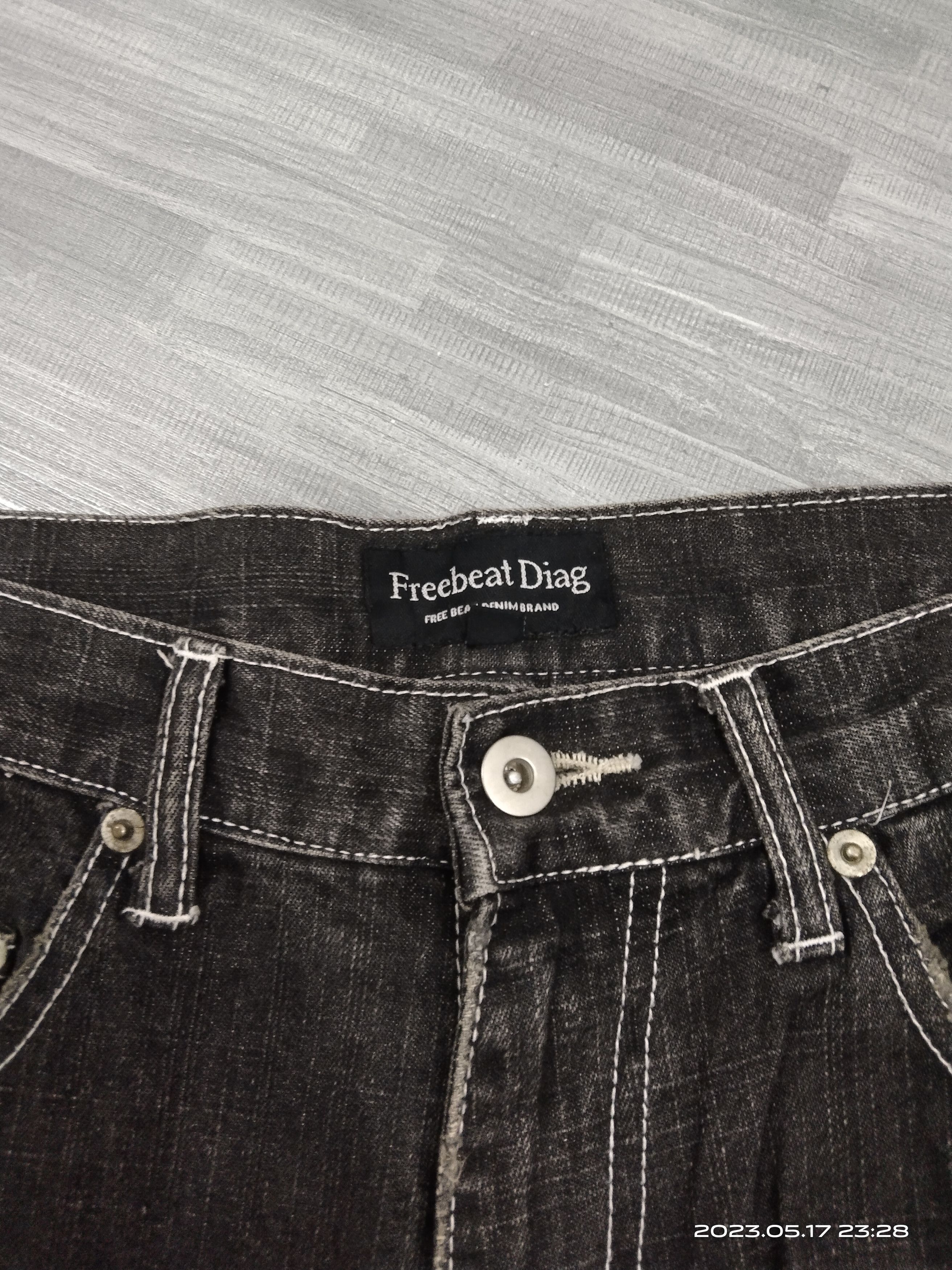 Japanese Brand FLARE SICK RIPED FREEBEAT DIAG DENIM PANTS Size US 31 - 10 Thumbnail