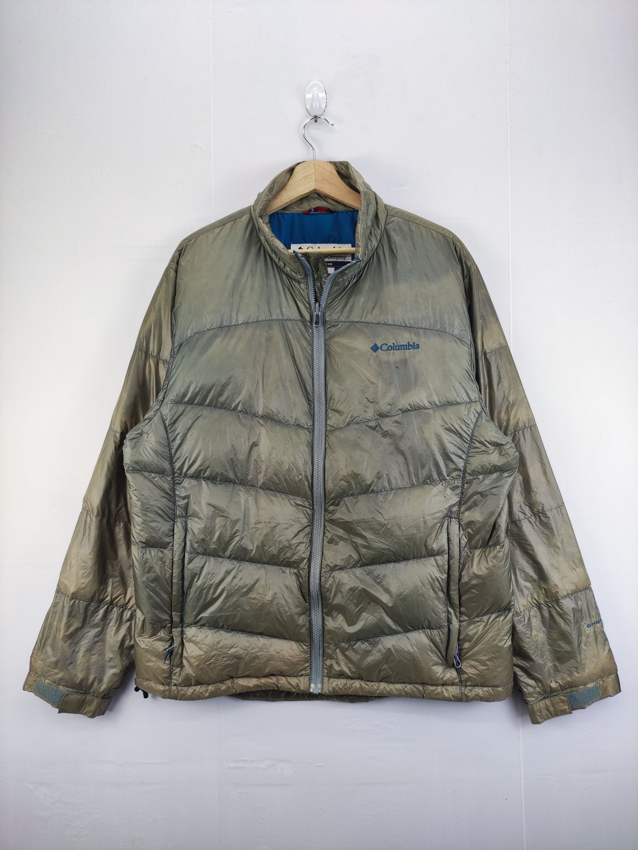 90s-00'S Vintage Columbia Men's Padded Puffer Jacket, Size L Nylon green type Vintage Second Hand