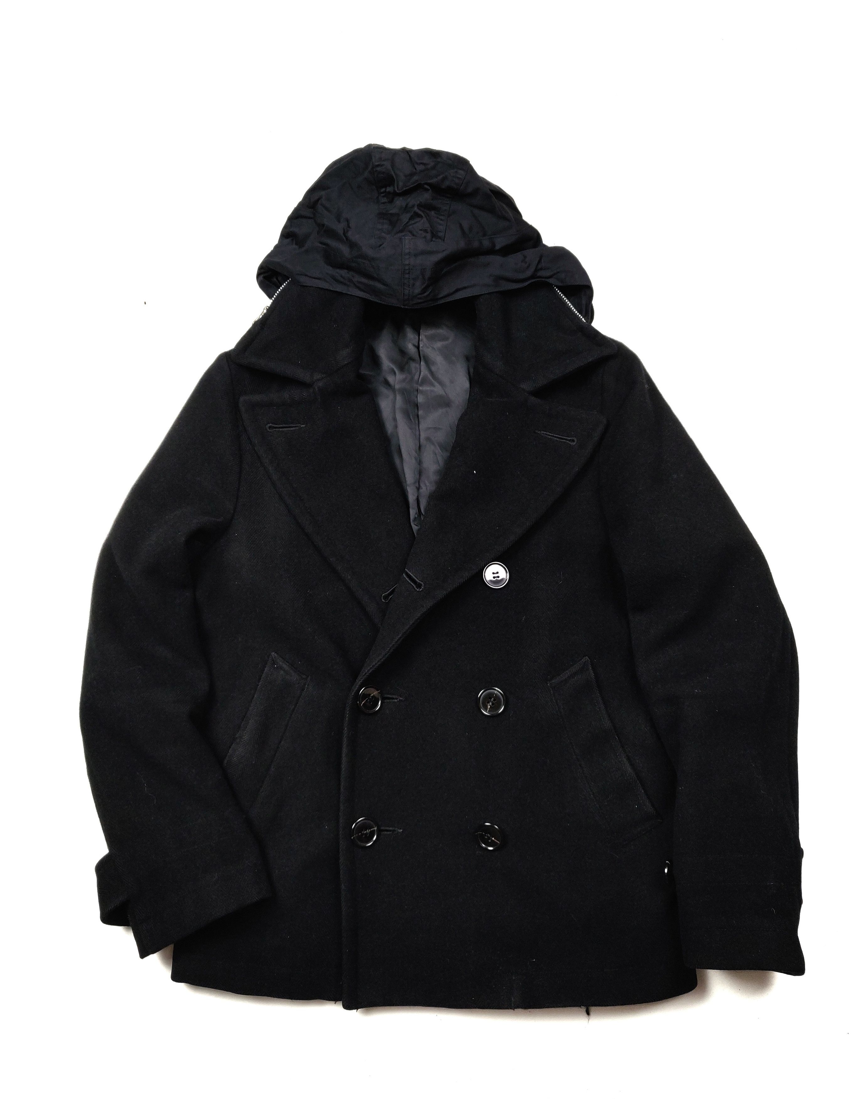 CABANE de ZUCCa Cabane De Zucca Black Hooded Wool Double Breasted Button Size US M / EU 48-50 / 2 - 2 Thumbnail