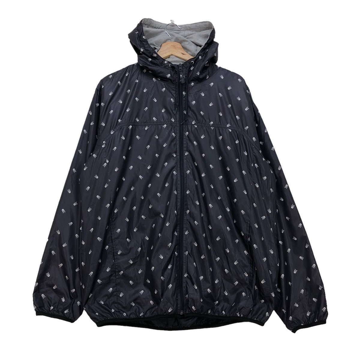 image of Gu Skull Monogram Hooded Jacket in Black, Men's (Size Large)