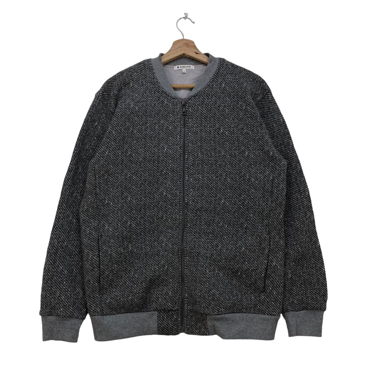 image of Awesome Simple Jacket Global Work Bomber Jacket in Grey, Men's (Size Medium)