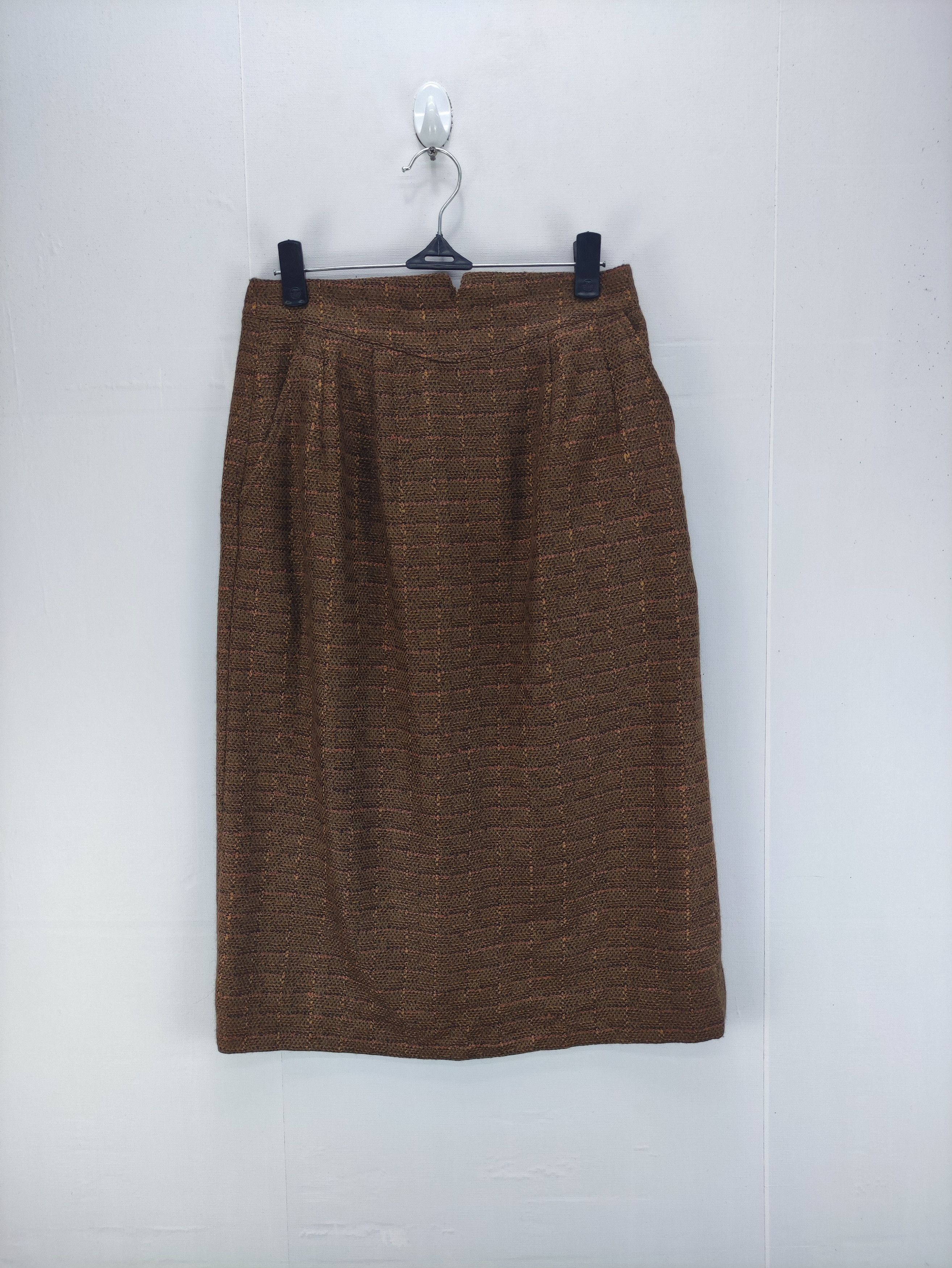 image of Vintage Christian Ada Wool Midi Skirt in Brown, Women's (Size 26)