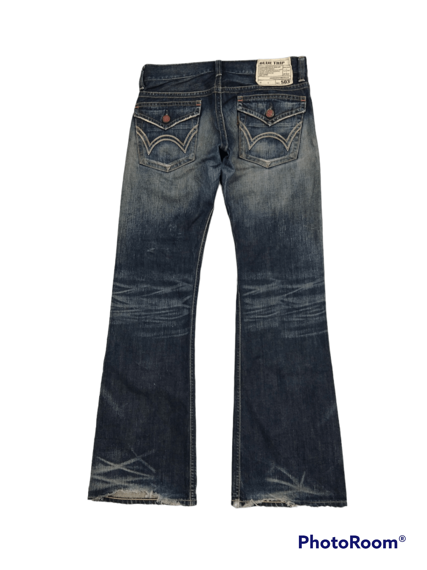 Edwin FLARE🔥SUPER SICK RIPED EDWIN DENIM PANTS Size US 32 / EU 48 - 2 Thumbnail