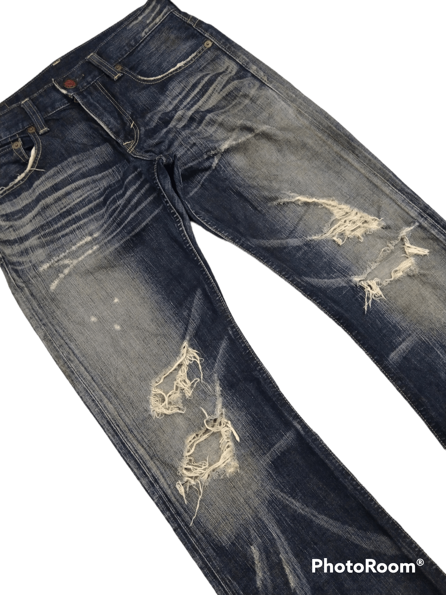 Edwin FLARE🔥SUPER SICK RIPED EDWIN DENIM PANTS Size US 32 / EU 48 - 3 Thumbnail
