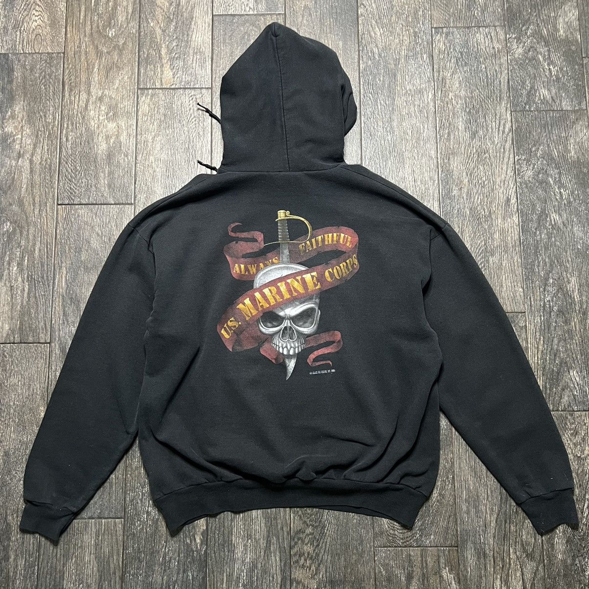 Vintage Vintage USMC marine corps hoodie Size US XL / EU 56 / 4 - 1 Thumbnail