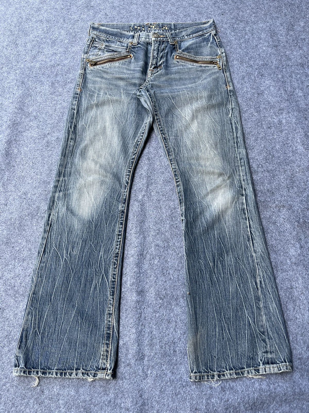 image of Archival Clothing x Distressed Denim Edwin Bootcut Jeans, Men's (Size 34)