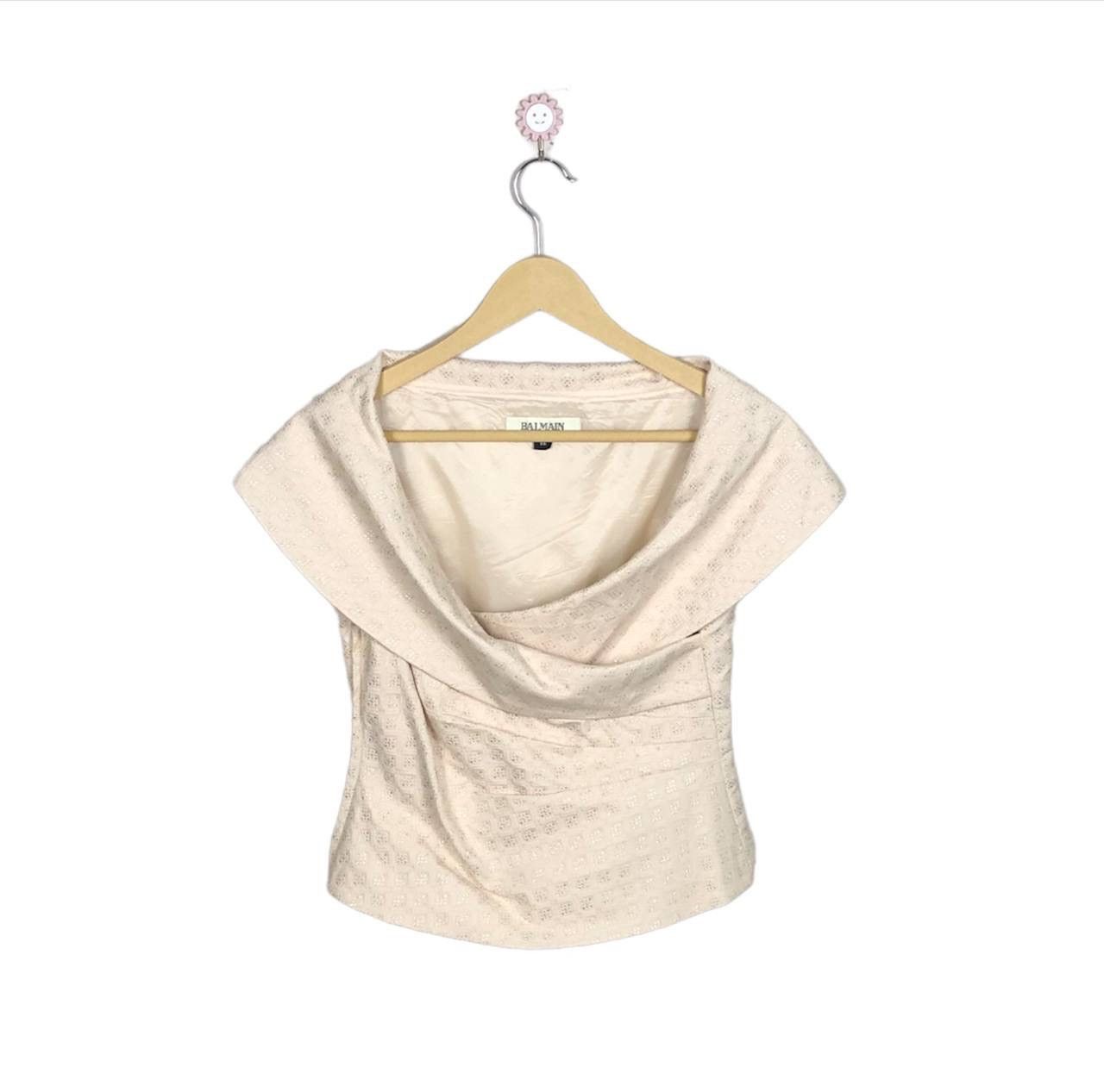 Balmain Balmain Crop Top Blouse Beige Size S / US 4 / IT 40 - 1 Thumbnail