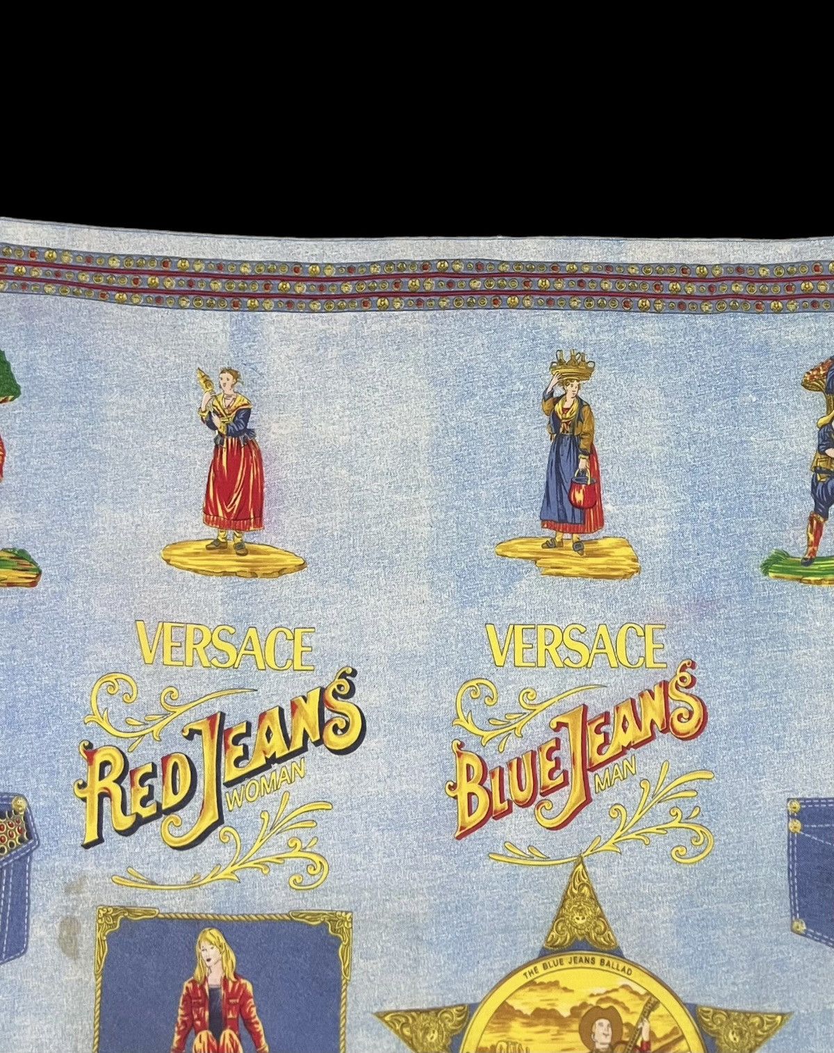 Gianni Valentino × Versace × Versace Jeans Couture GIANNI VERSACE RED BLUE JEANS PERFUME FULLPRINT HANDKERCHIEF Size ONE SIZE - 4 Thumbnail