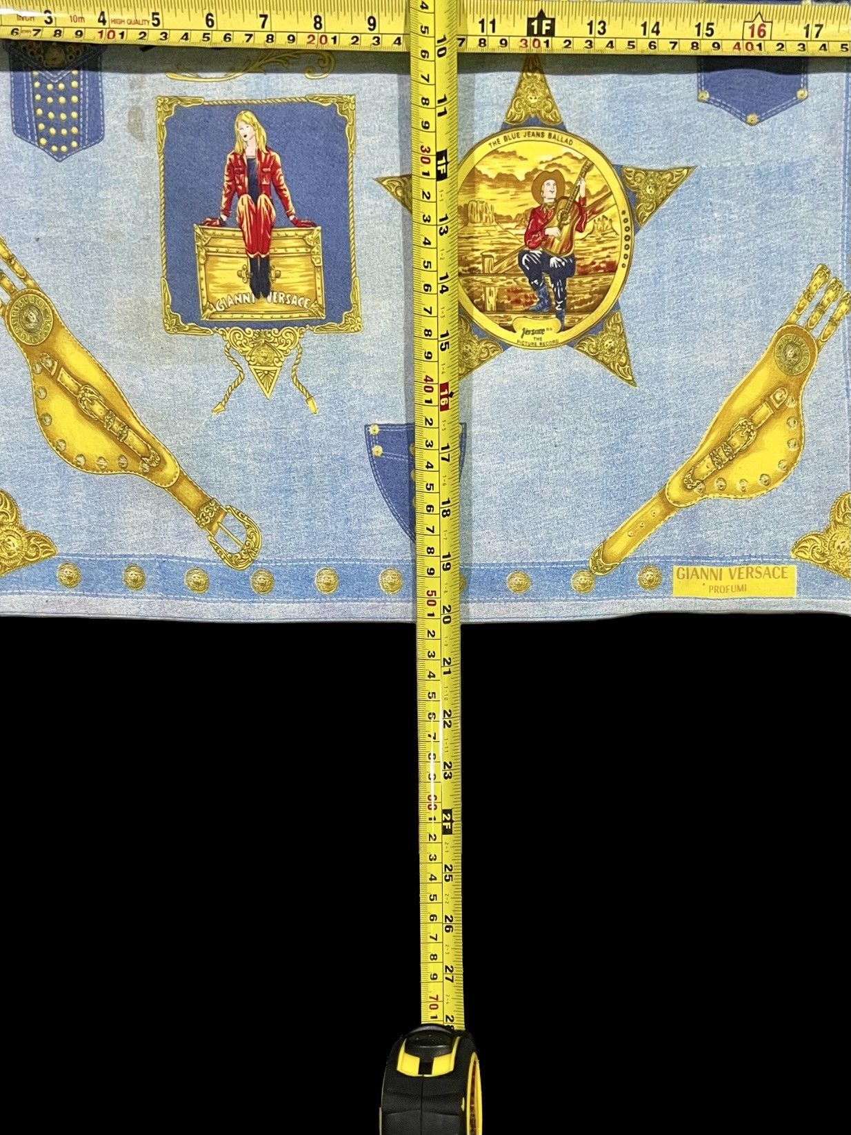 Gianni Valentino × Versace × Versace Jeans Couture GIANNI VERSACE RED BLUE JEANS PERFUME FULLPRINT HANDKERCHIEF Size ONE SIZE - 12 Thumbnail