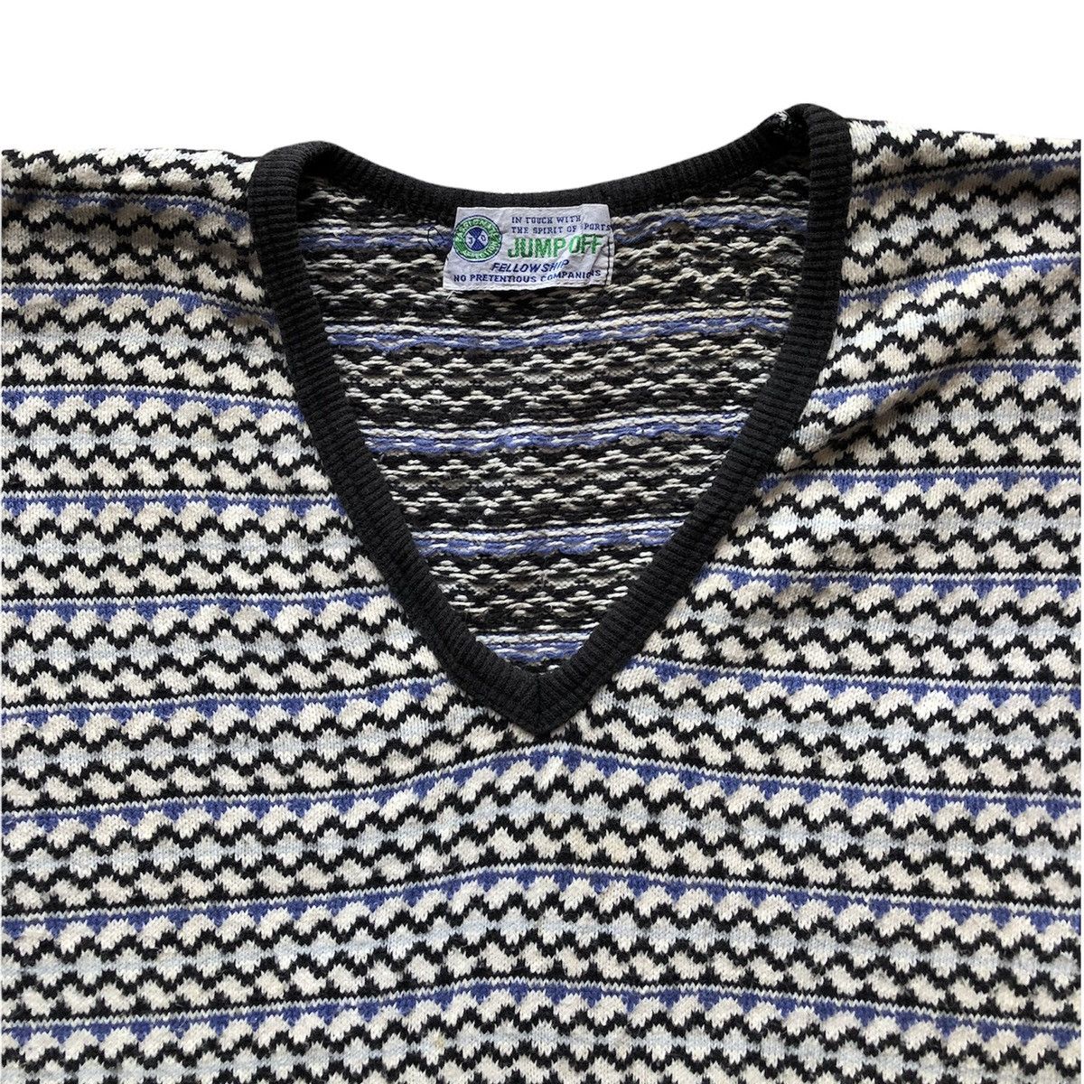 Japanese Brand Vintage 90's Knitwear Striped V-Neck by Jump Off Size US L / EU 52-54 / 3 - 2 Thumbnail