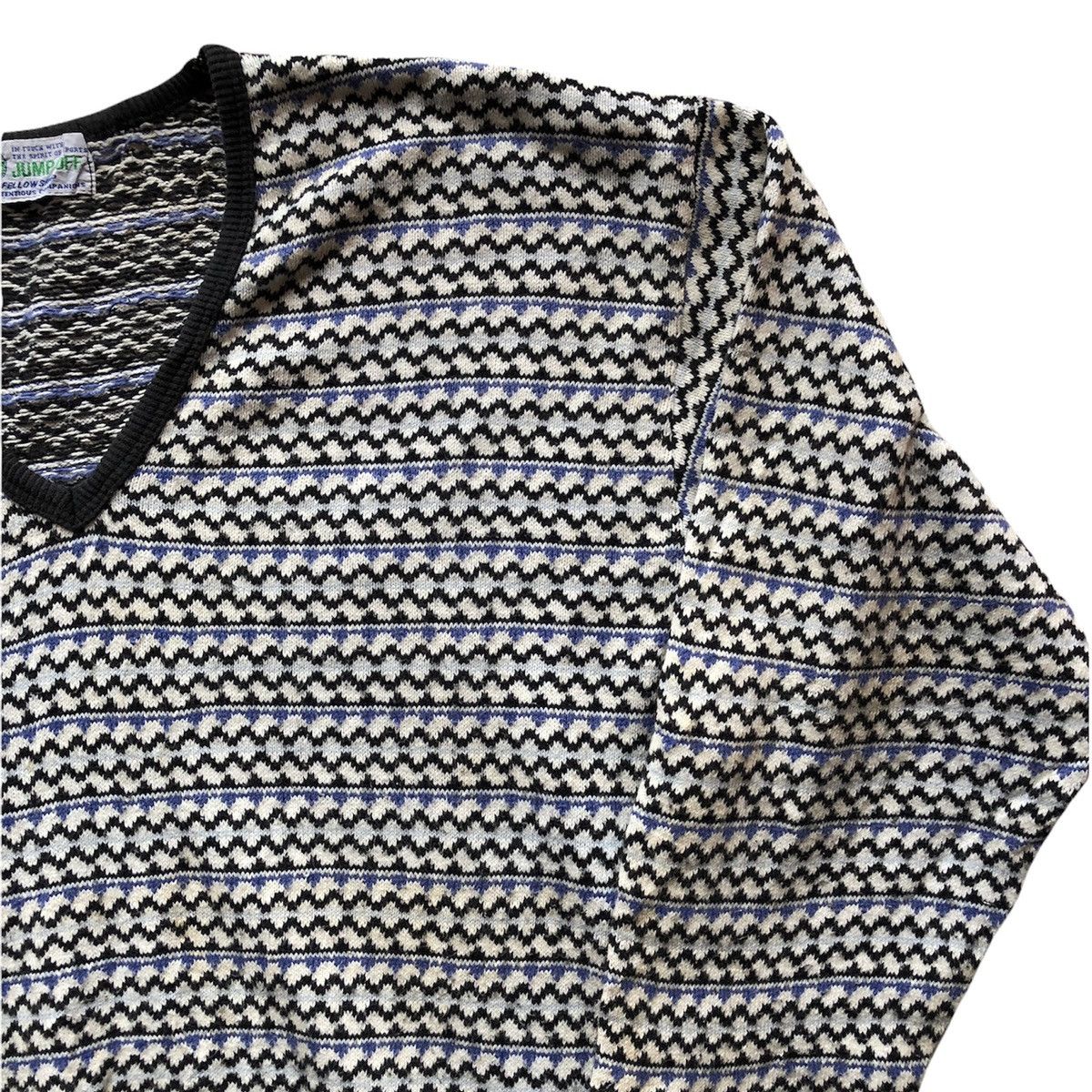 Japanese Brand Vintage 90's Knitwear Striped V-Neck by Jump Off Size US L / EU 52-54 / 3 - 3 Thumbnail