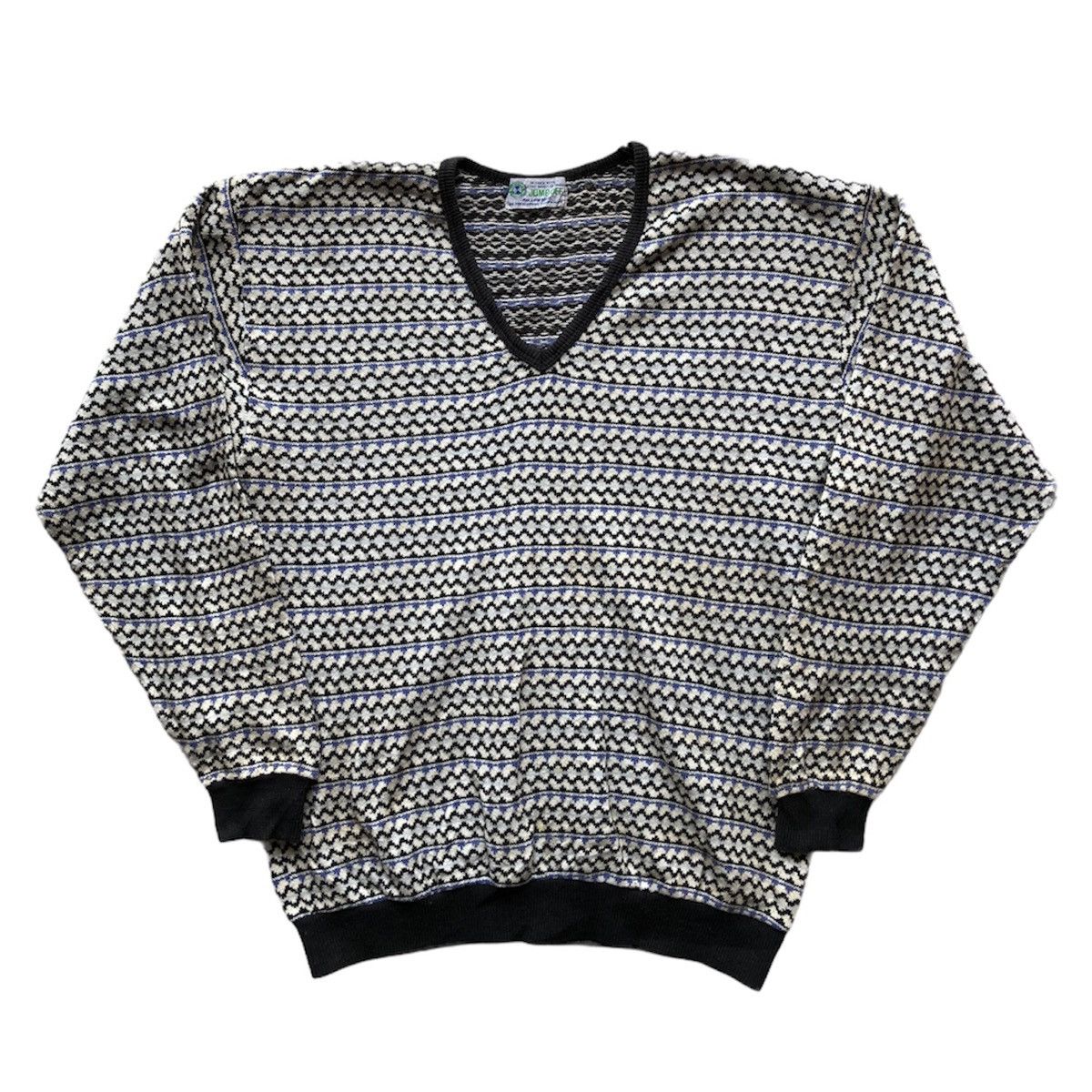 Japanese Brand Vintage 90's Knitwear Striped V-Neck by Jump Off Size US L / EU 52-54 / 3 - 1 Thumbnail