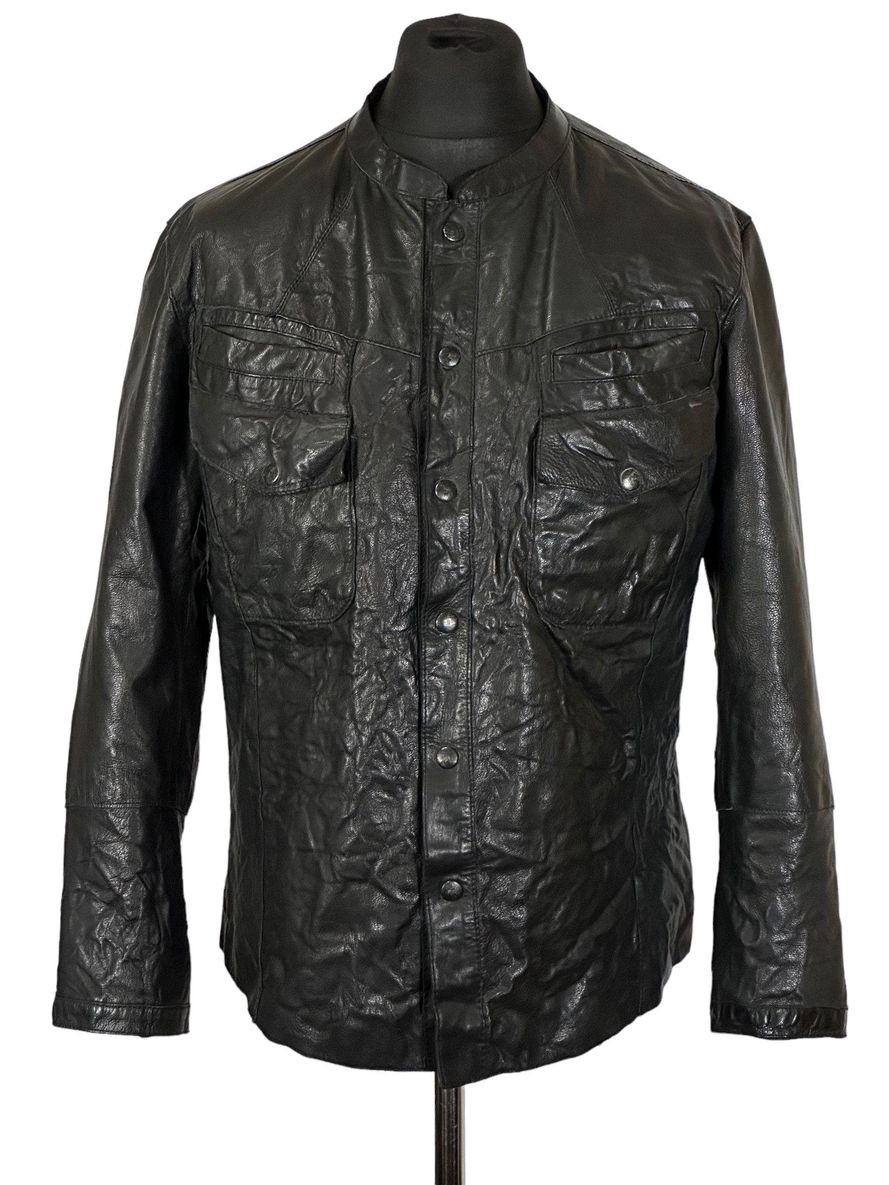 image of Allsaints All Saints Black Biker Leather Monster Jacket, Men's (Size XL)