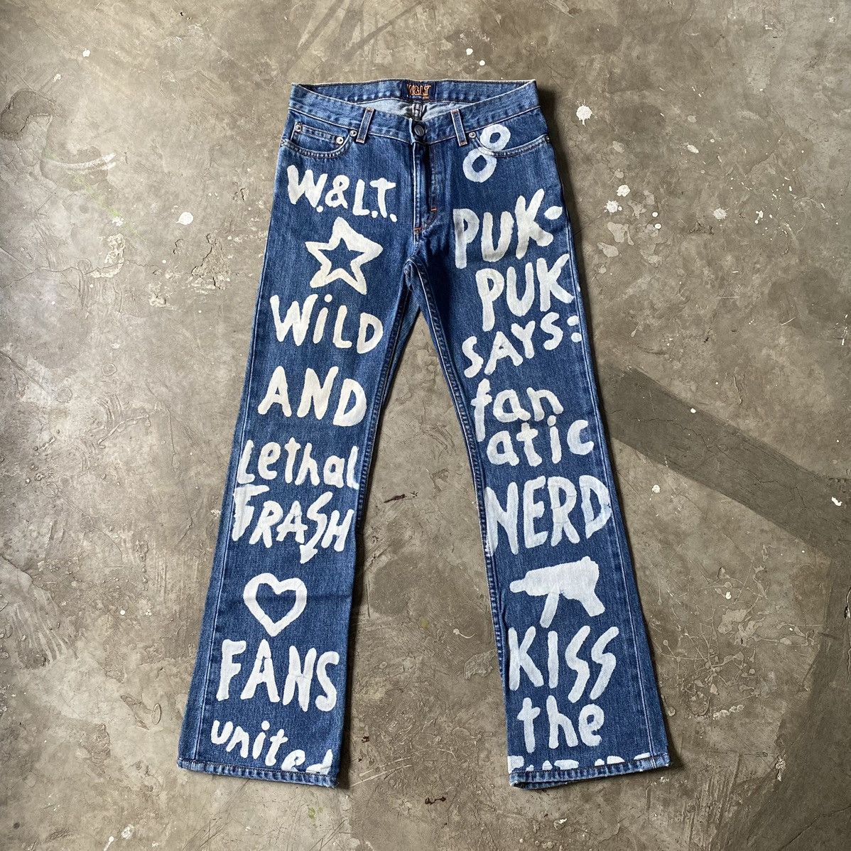 image of W Lt Walter Van Beirendonck x Walter Van Beirendonck - 1999 Graffiti Jeans in Denim, Men's (Size 27