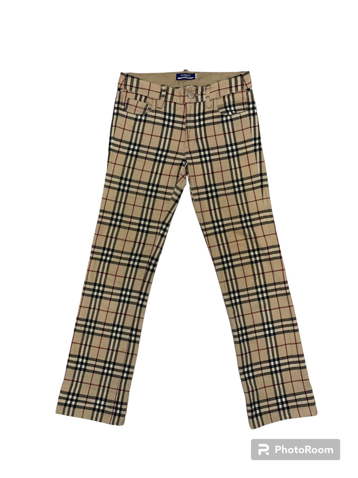 Burberry Blue Label Light Blue Nova Check Plaid Straight Leg Pants main image 0