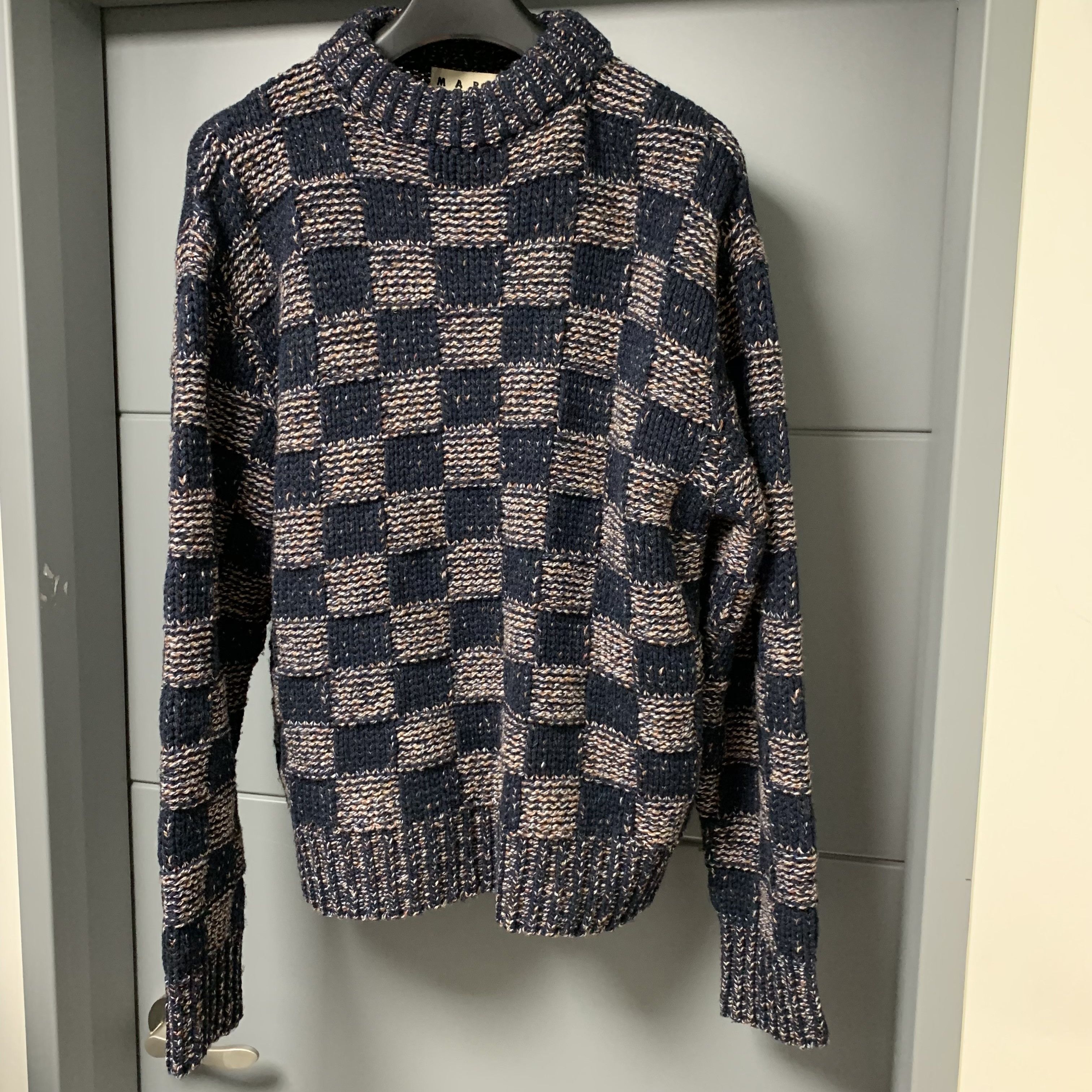 RARE GRAIL marni checkerboard knit mohair sweater