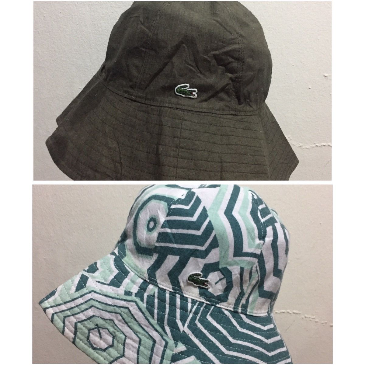 image of VTG Lacoste Reversible Bucket Hat in Green, Men's
