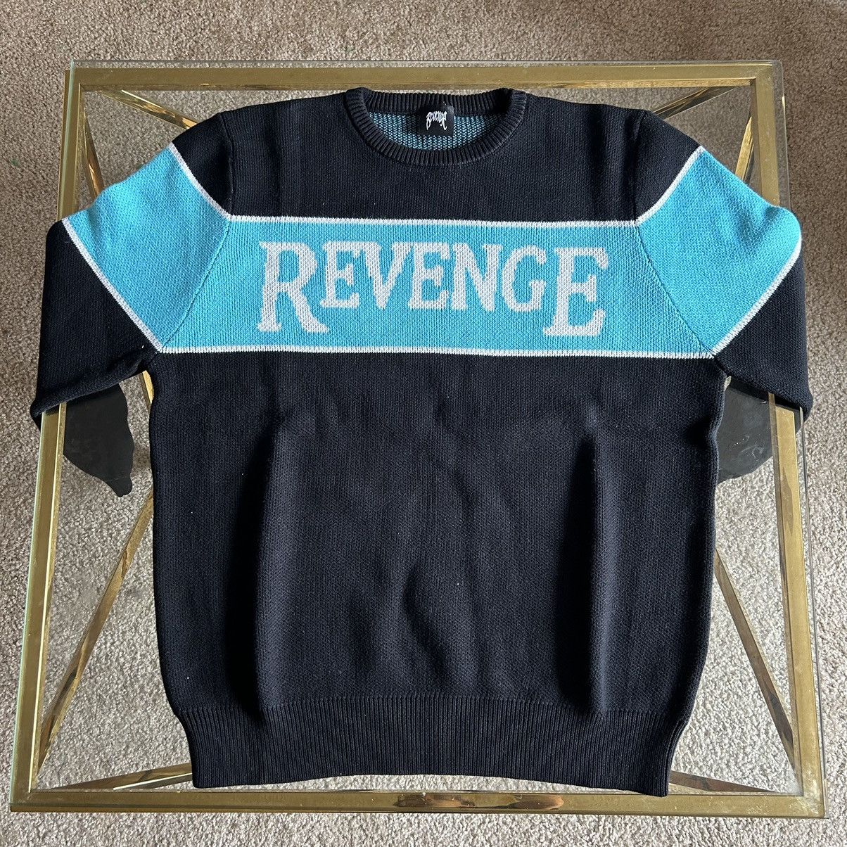 Revenge COLOR BLOCK SPORT KNiT SWEATER POWDER BLUE BANNER LOGO Size US XL / EU 56 / 4 - 4 Thumbnail