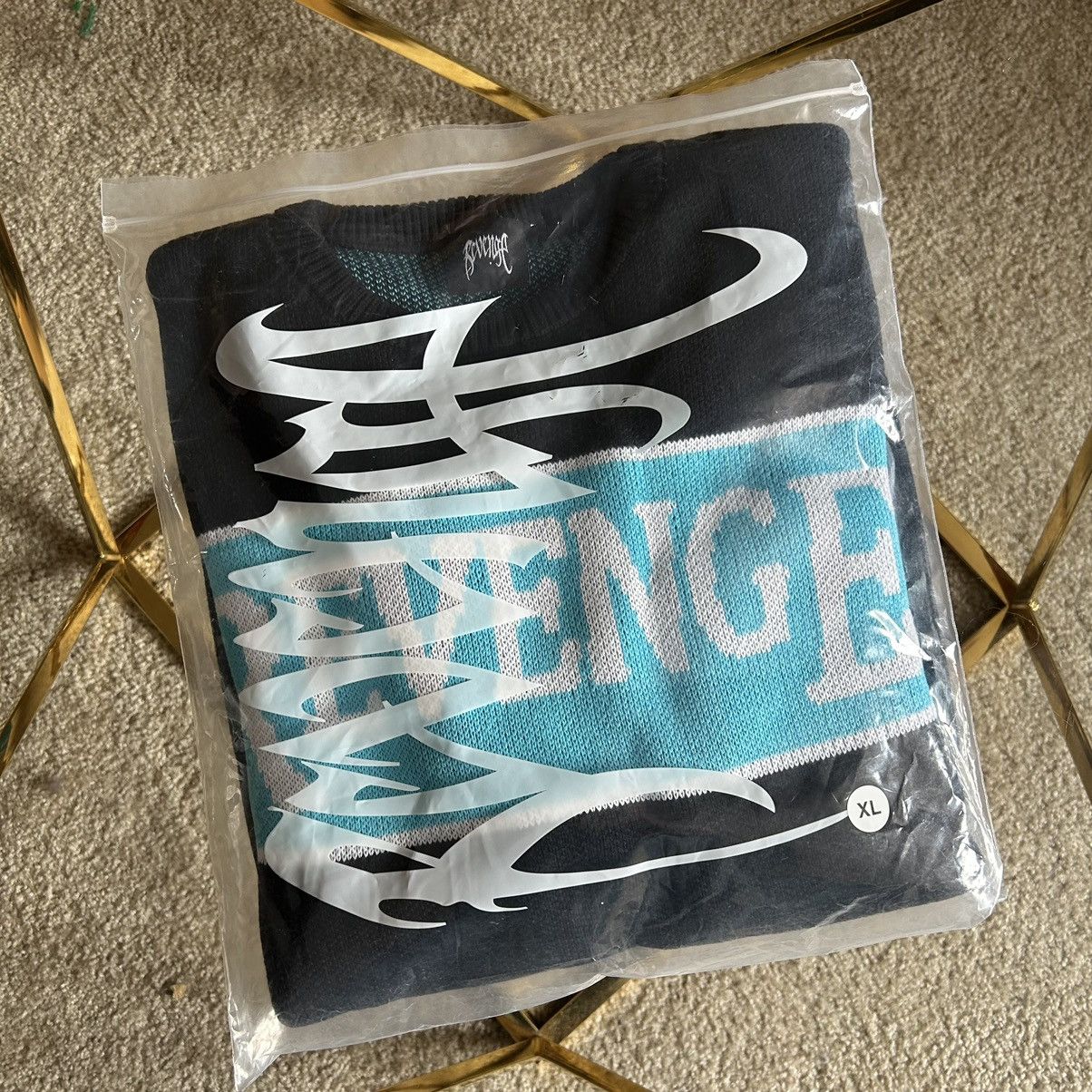 Revenge COLOR BLOCK SPORT KNiT SWEATER POWDER BLUE BANNER LOGO Size US XL / EU 56 / 4 - 10 Thumbnail