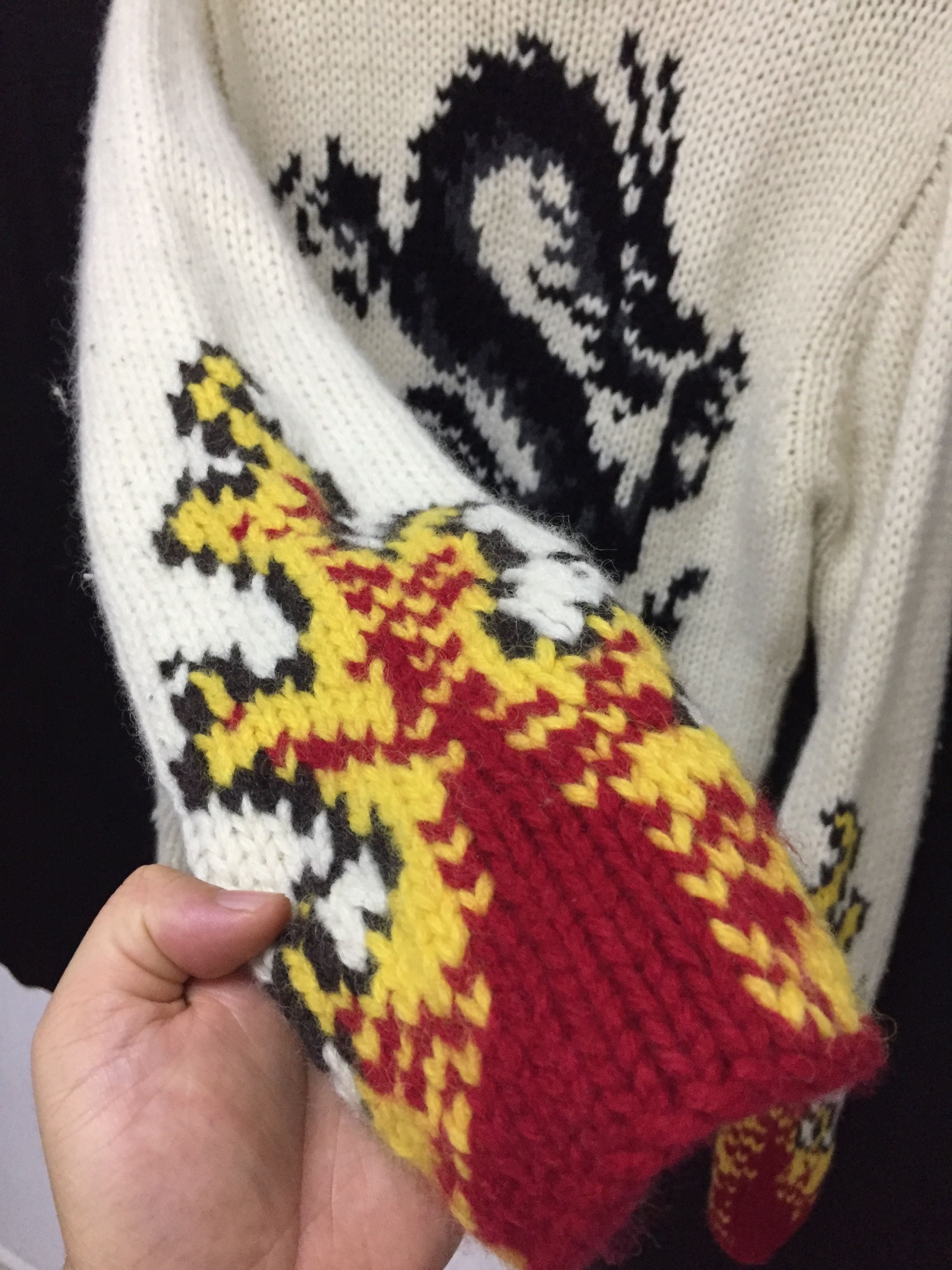 Yoshiyuki Konishi 90's FICCE intarsia Dragon fire flame cable knit Size US M / EU 48-50 / 2 - 8 Thumbnail