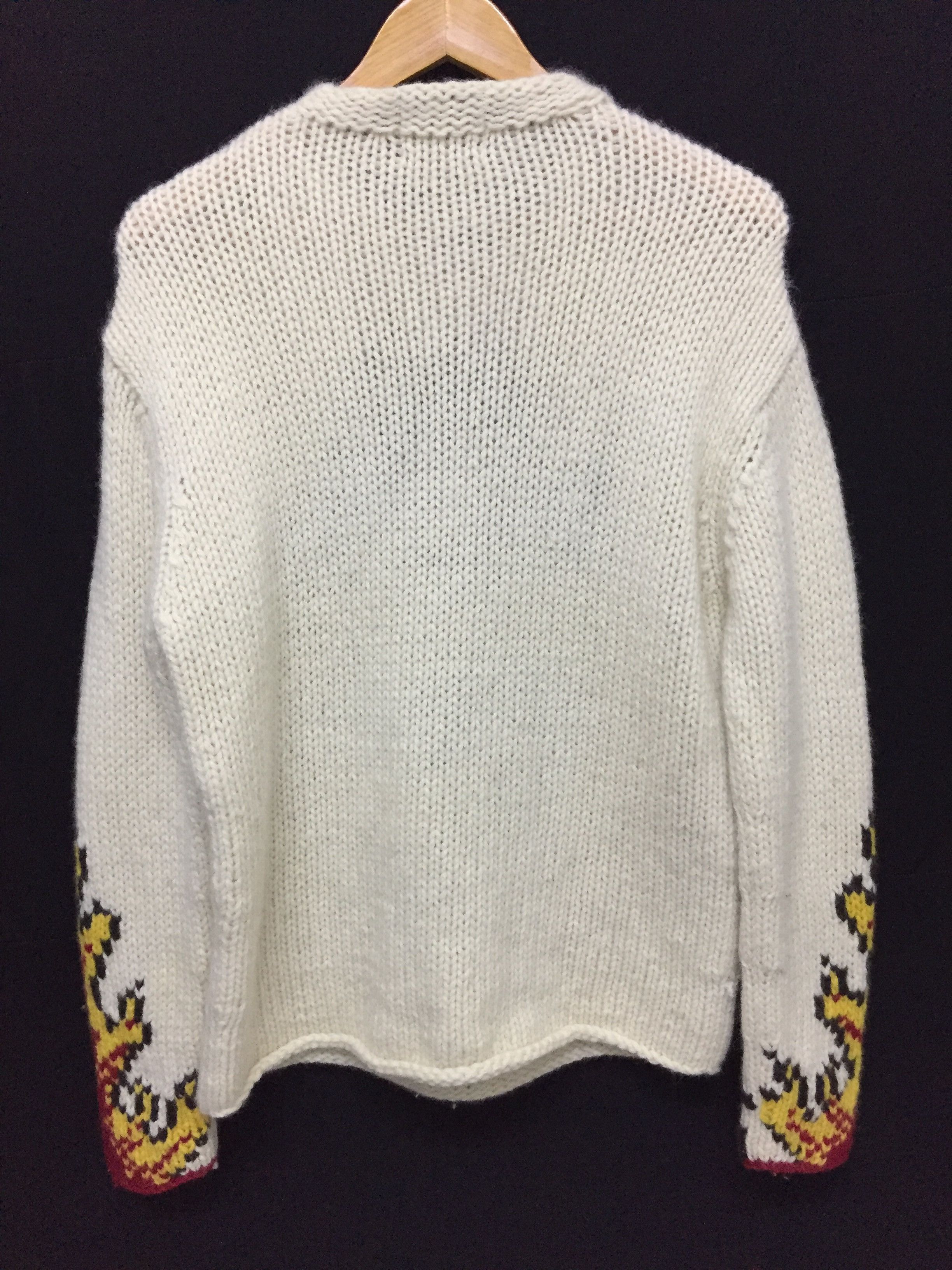 Yoshiyuki Konishi 90's FICCE intarsia Dragon fire flame cable knit Size US M / EU 48-50 / 2 - 11 Thumbnail