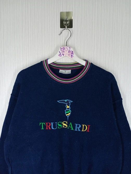 Trussardi × Vintage VINTAGE TRUSSARDI EMBROIDERED RAINBOW BIG LOGO SWEATSHIRT Size US L / EU 52-54 / 3 - 2 Thumbnail