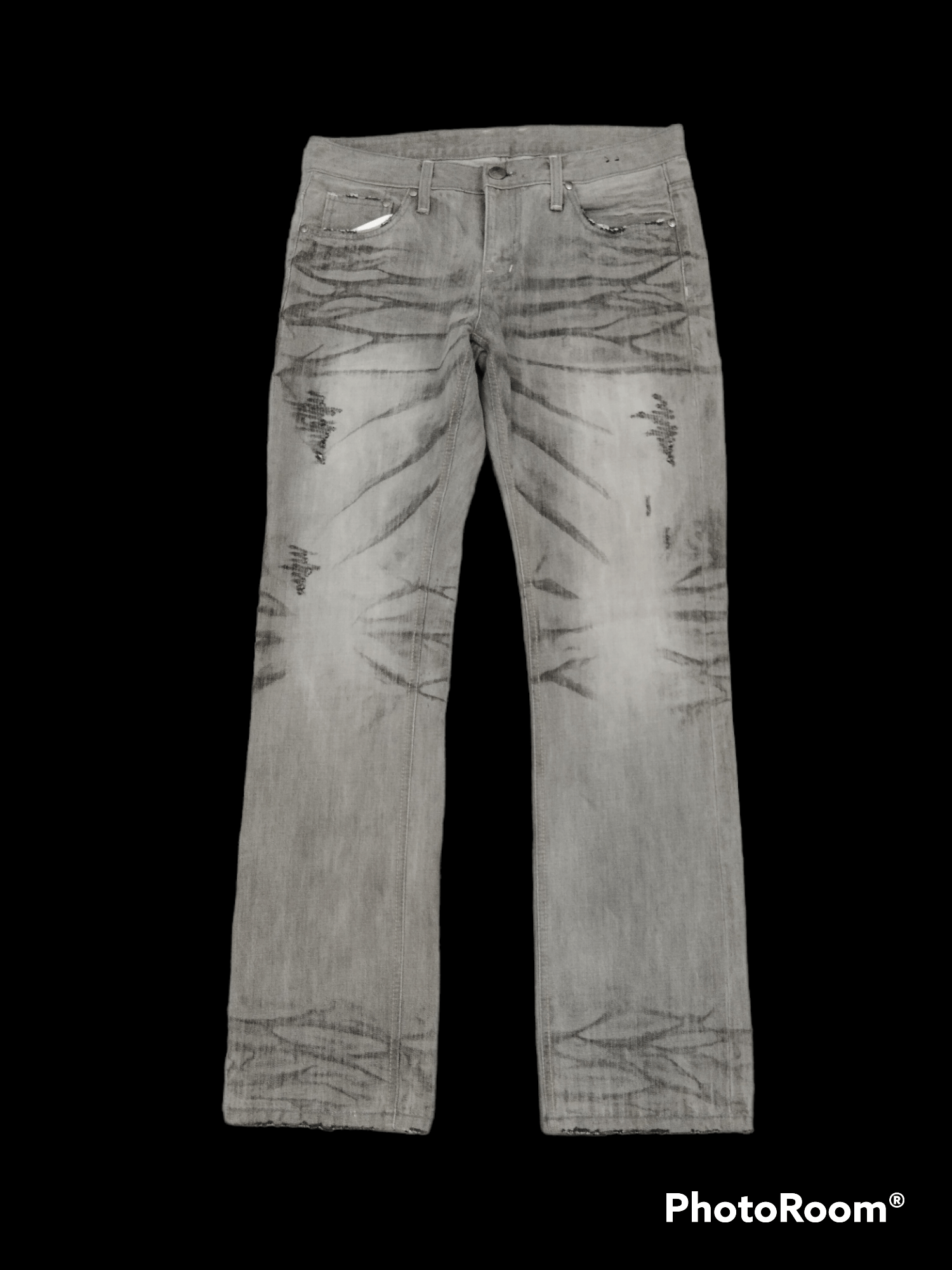 image of Avant Garde x Seditionaries Distressed Gray Rapanui&co Denim Pants in Grey, Men's (Size 32)